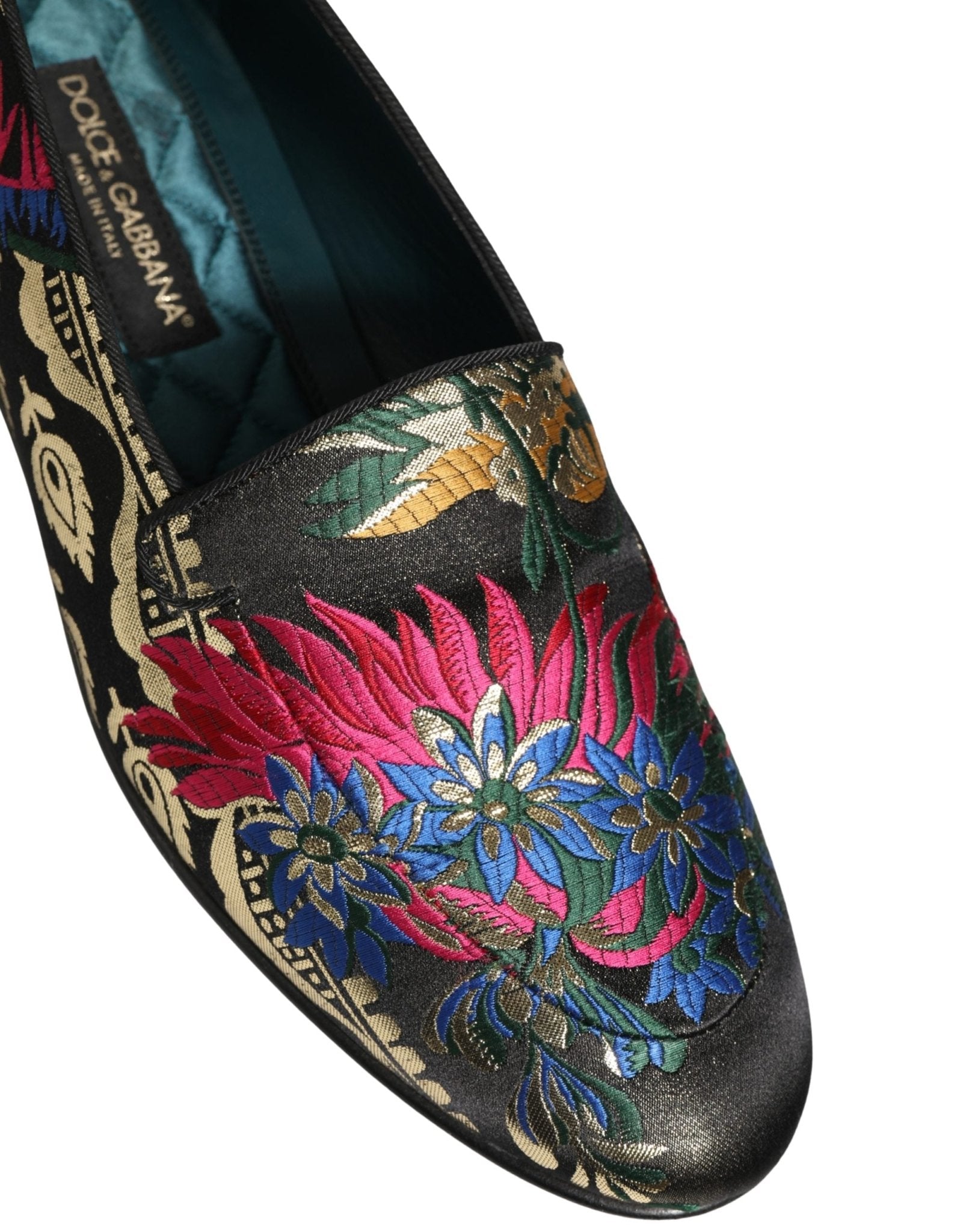Dolce & Gabbana Black Jacquard Floral Loafers Men Dress Shoes - RIMODA