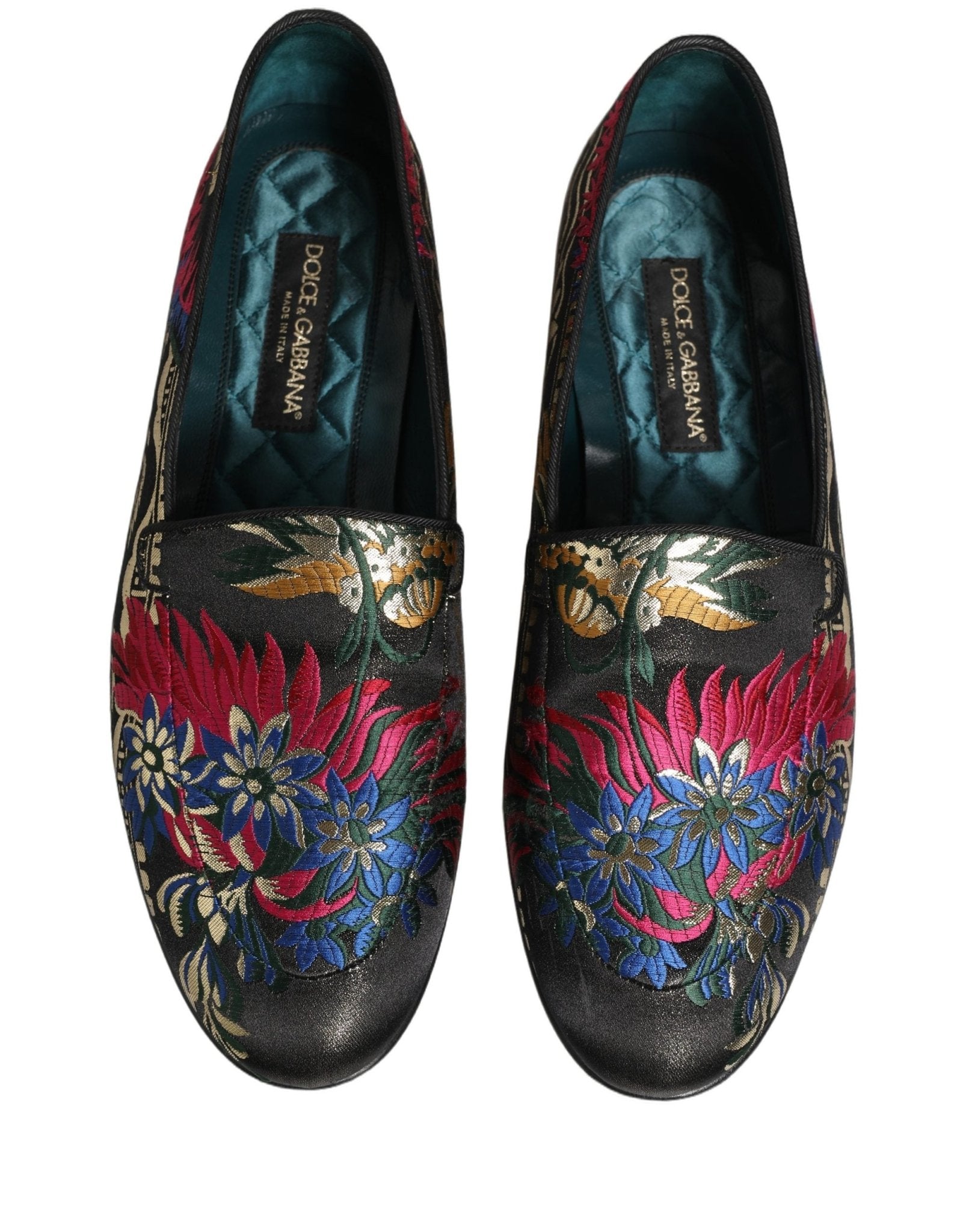 Dolce & Gabbana Black Jacquard Floral Loafers Men Dress Shoes - RIMODA