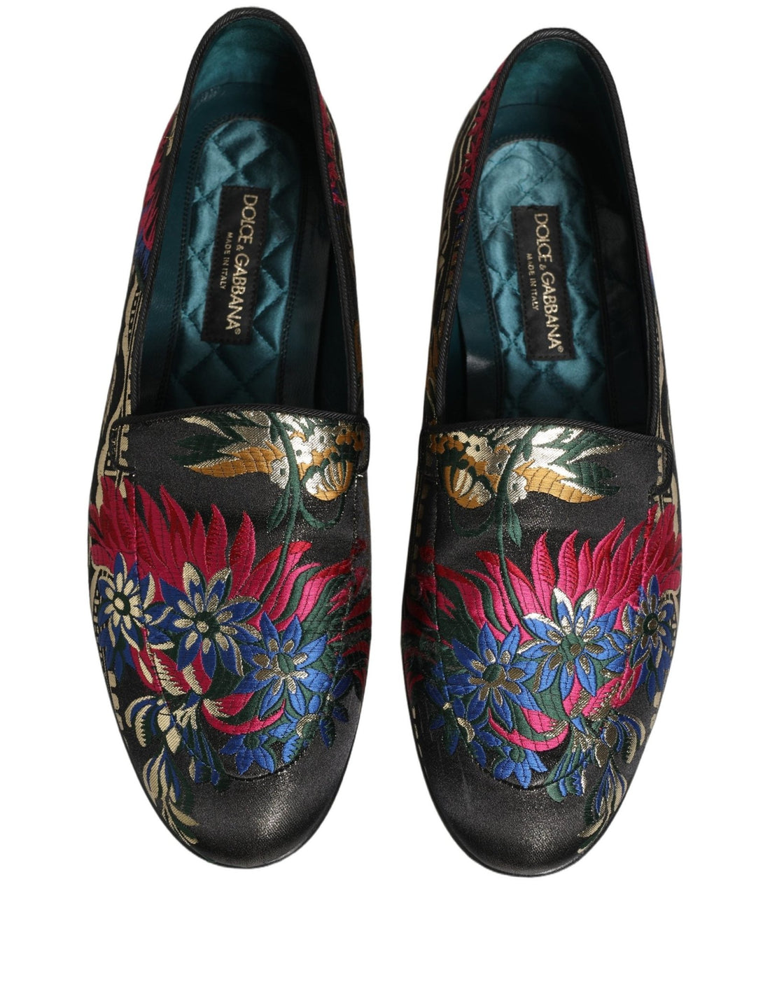 Dolce & Gabbana Black Jacquard Floral Loafers Men Dress Shoes - RIMODA