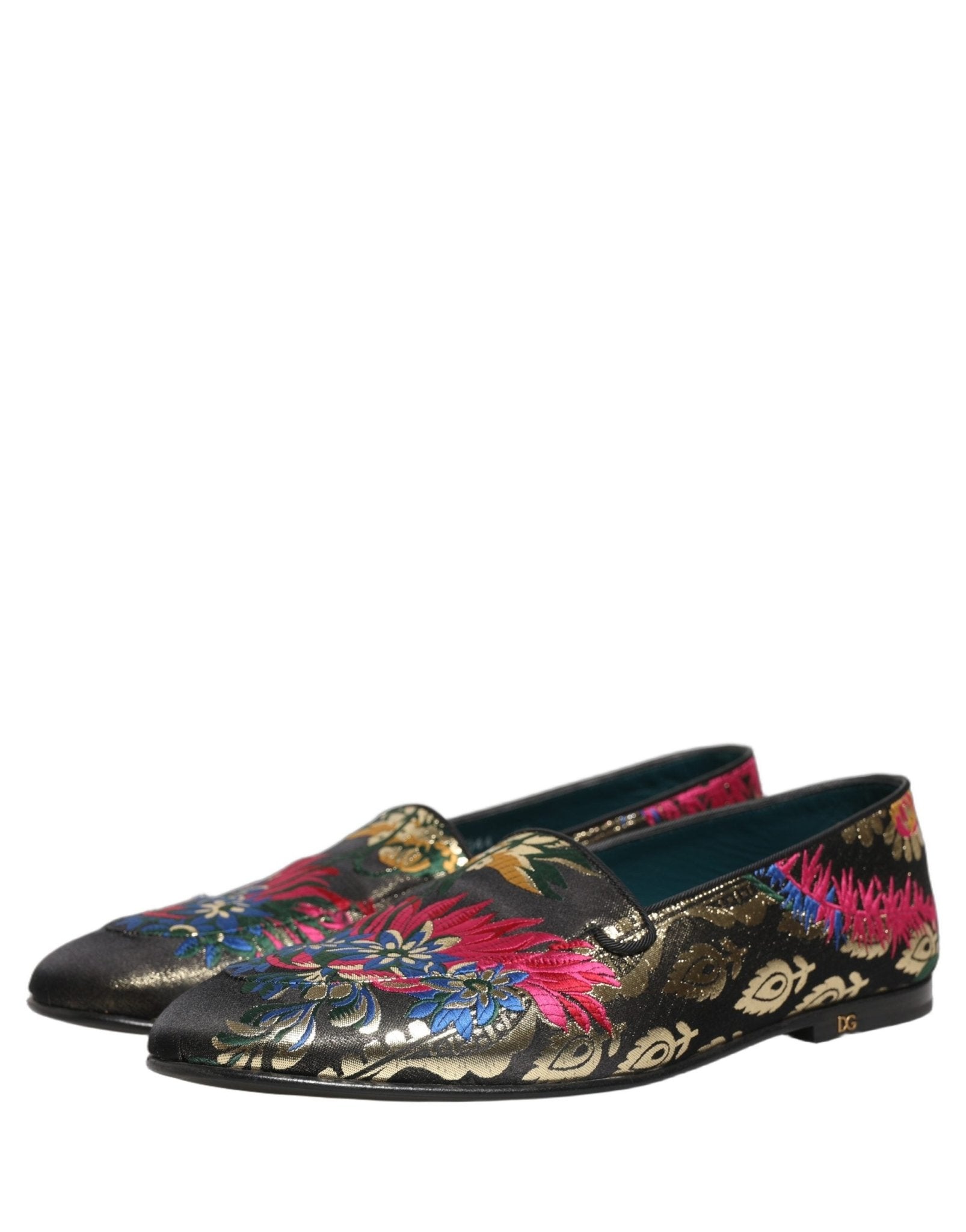 Dolce & Gabbana Black Jacquard Floral Loafers Men Dress Shoes - RIMODA