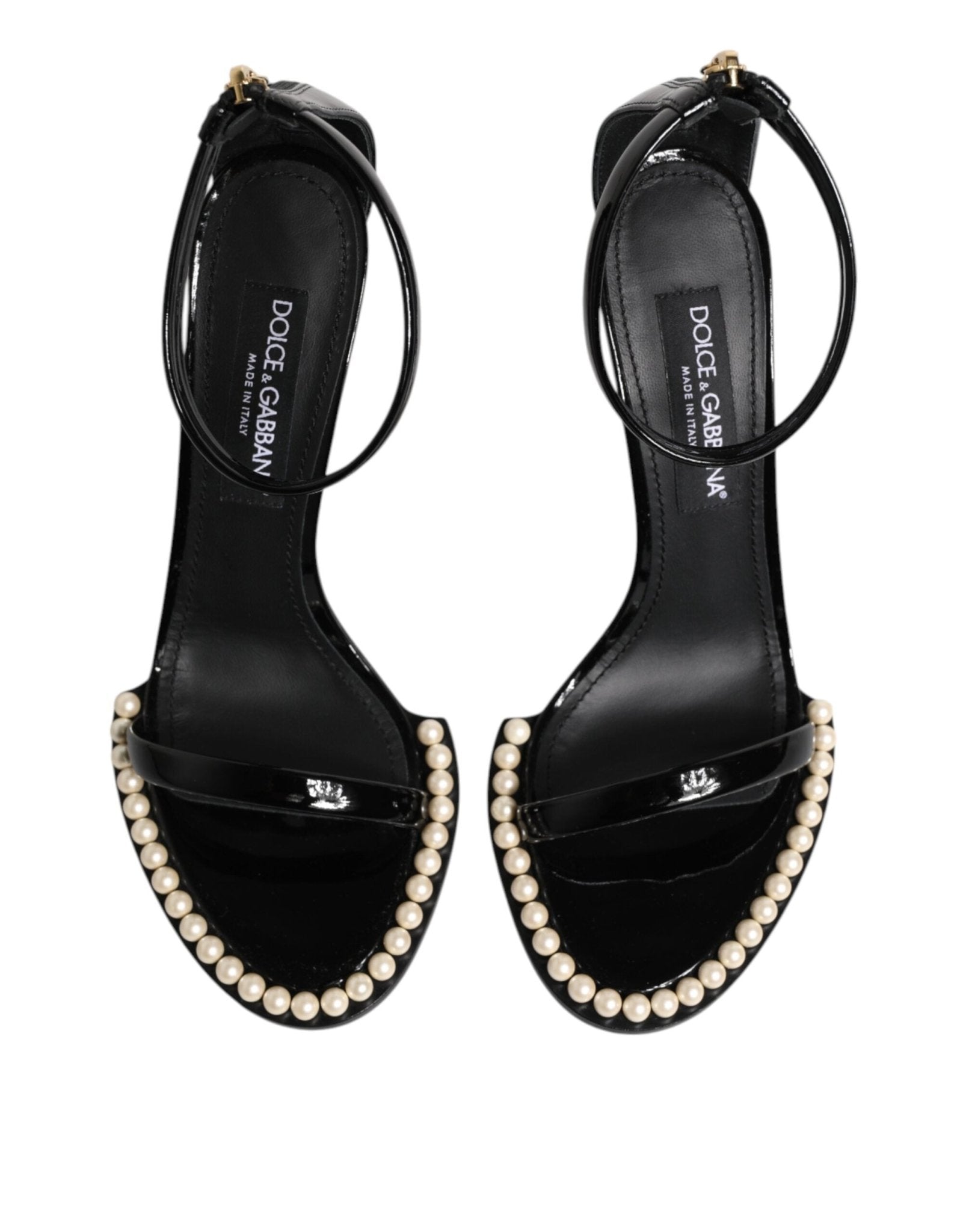 Dolce & Gabbana Black KEIRA Pearl Embellished Sandals Shoes - RIMODA