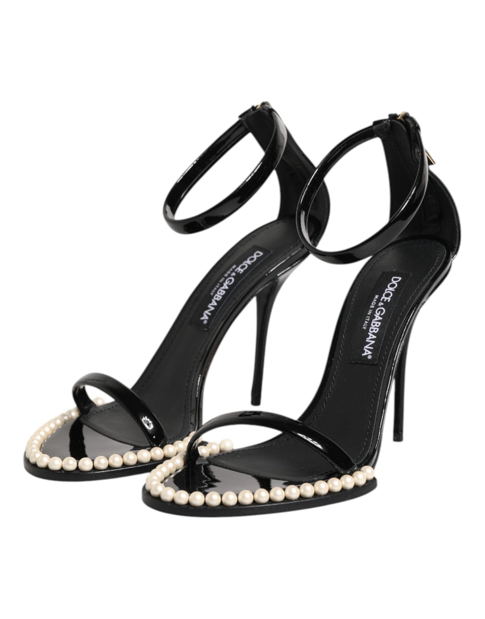 Dolce & Gabbana Black KEIRA Pearl Embellished Sandals Shoes - RIMODA