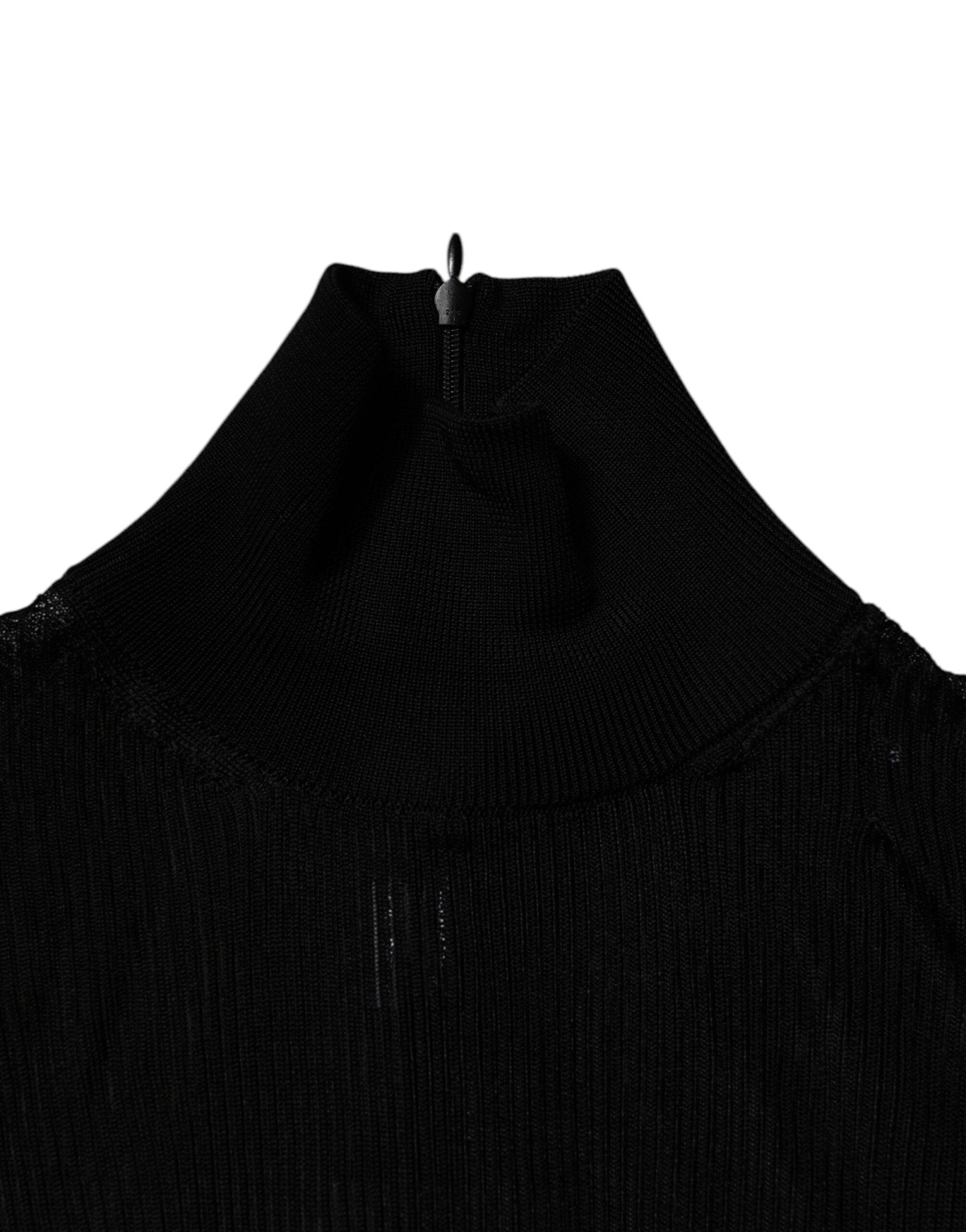 Dolce & Gabbana Black Knit Long Sleeves Turtleneck Slim Top - RIMODA