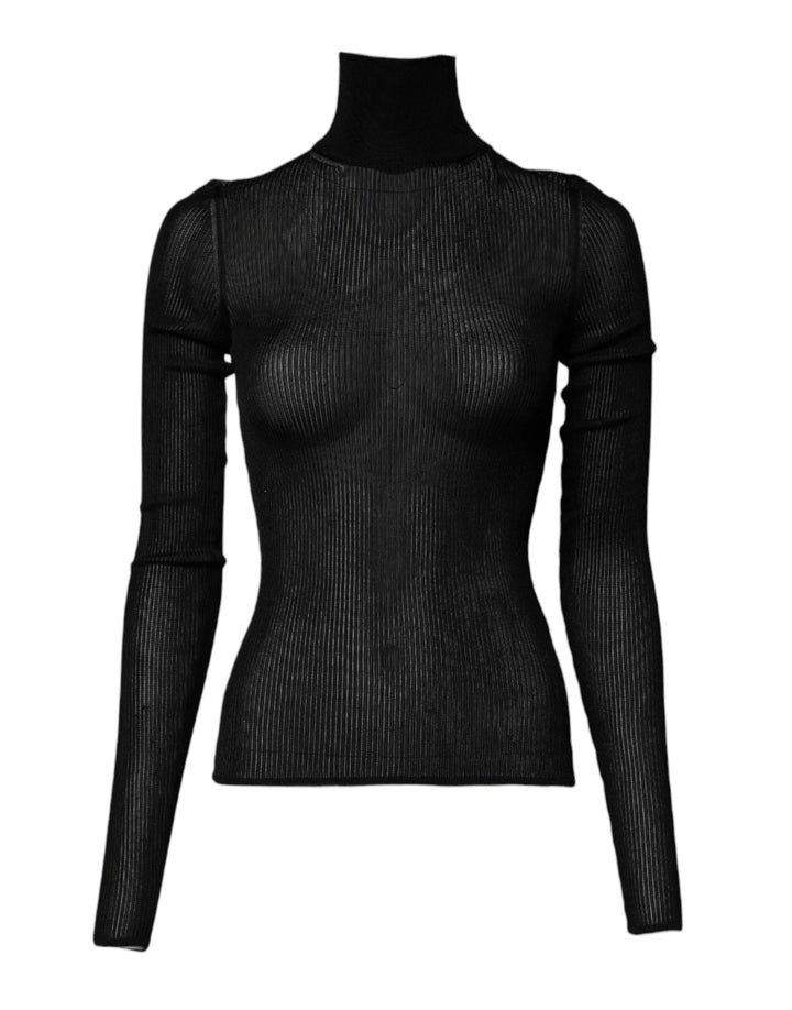 Dolce & Gabbana Black Knit Long Sleeves Turtleneck Slim Top - RIMODA