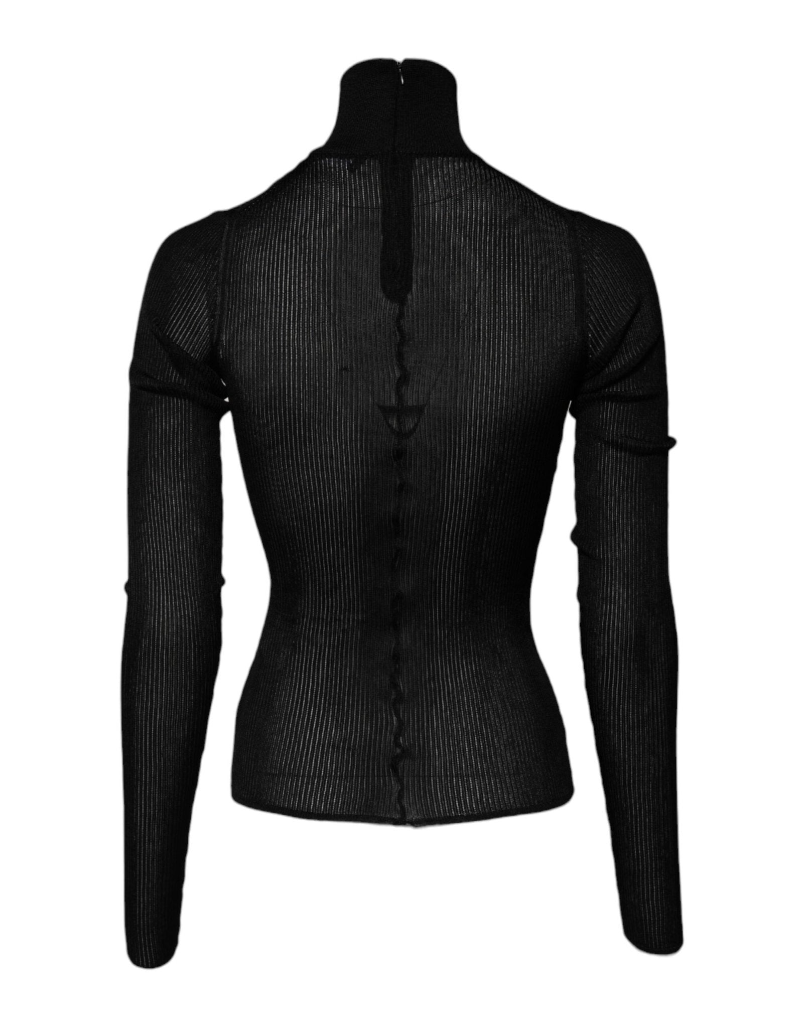 Dolce & Gabbana Black Knit Long Sleeves Turtleneck Slim Top - RIMODA