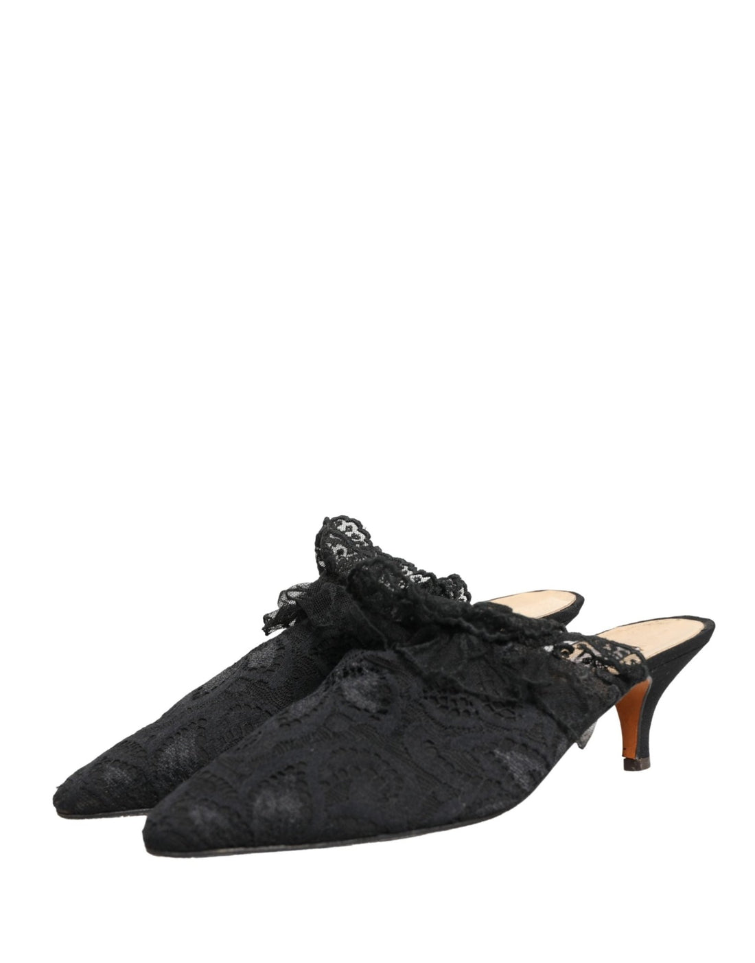 Dolce & Gabbana Black Lace Heels Sandals Shoes - RIMODA