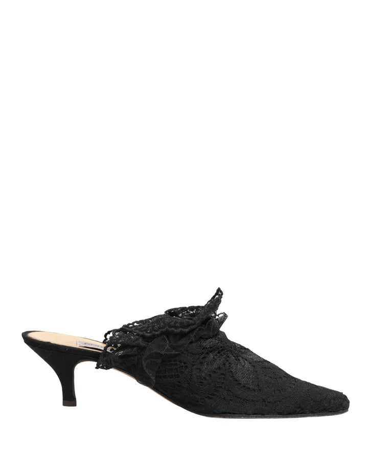 Dolce & Gabbana Black Lace Heels Sandals Shoes - RIMODA