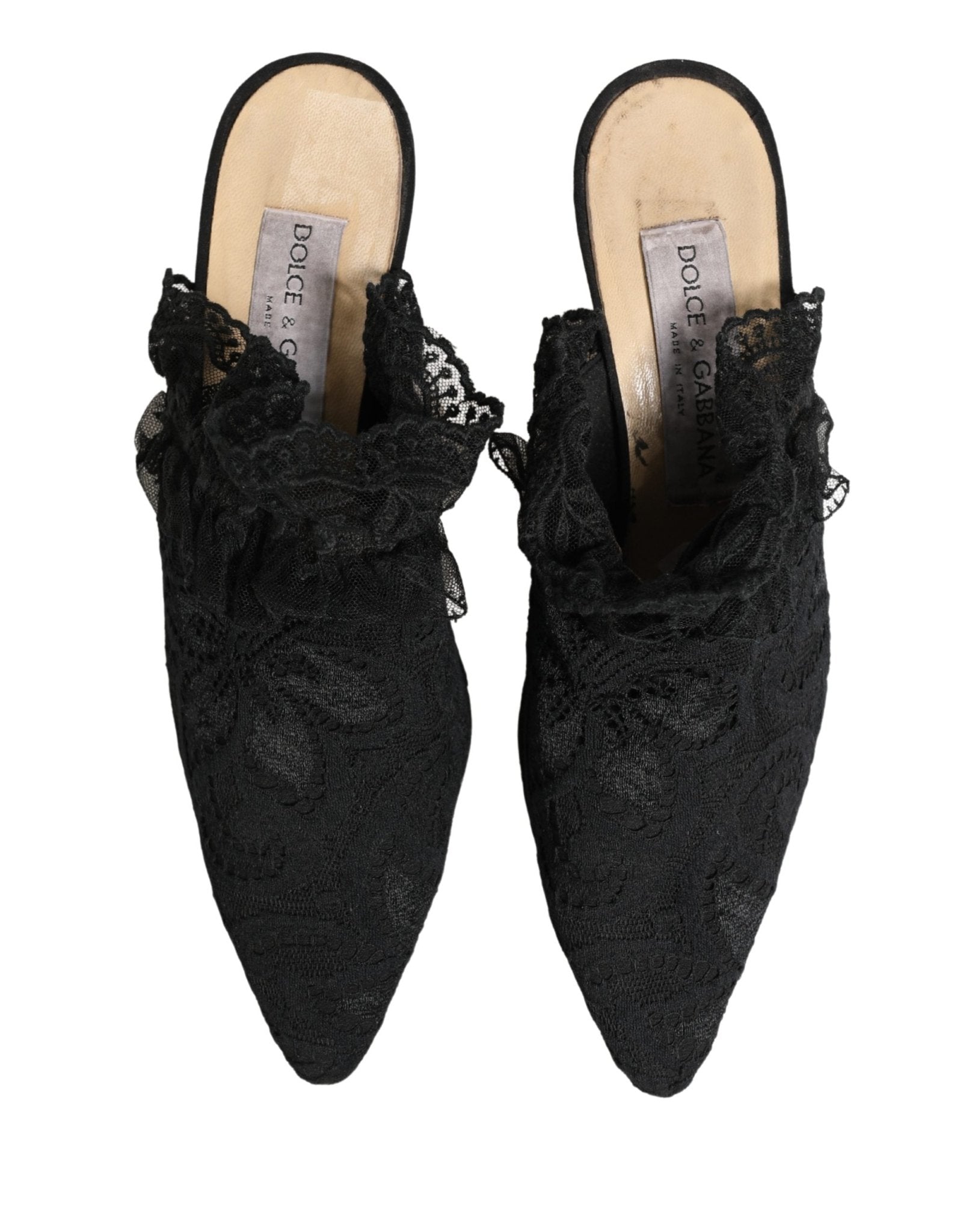 Dolce & Gabbana Black Lace Heels Sandals Shoes - RIMODA