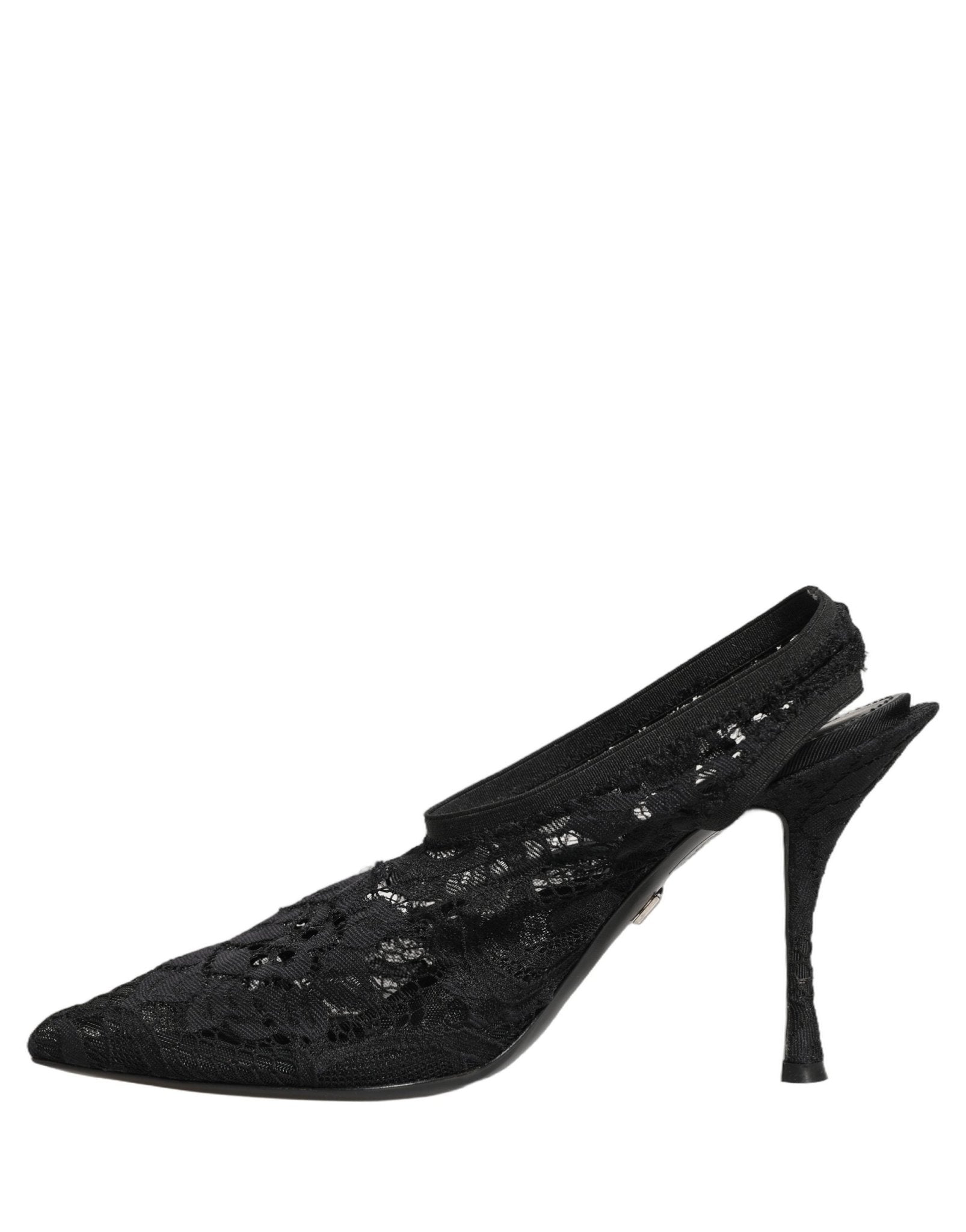 Dolce & Gabbana Black Lace Pointed Toe Slingback Pumps Shoes - RIMODA