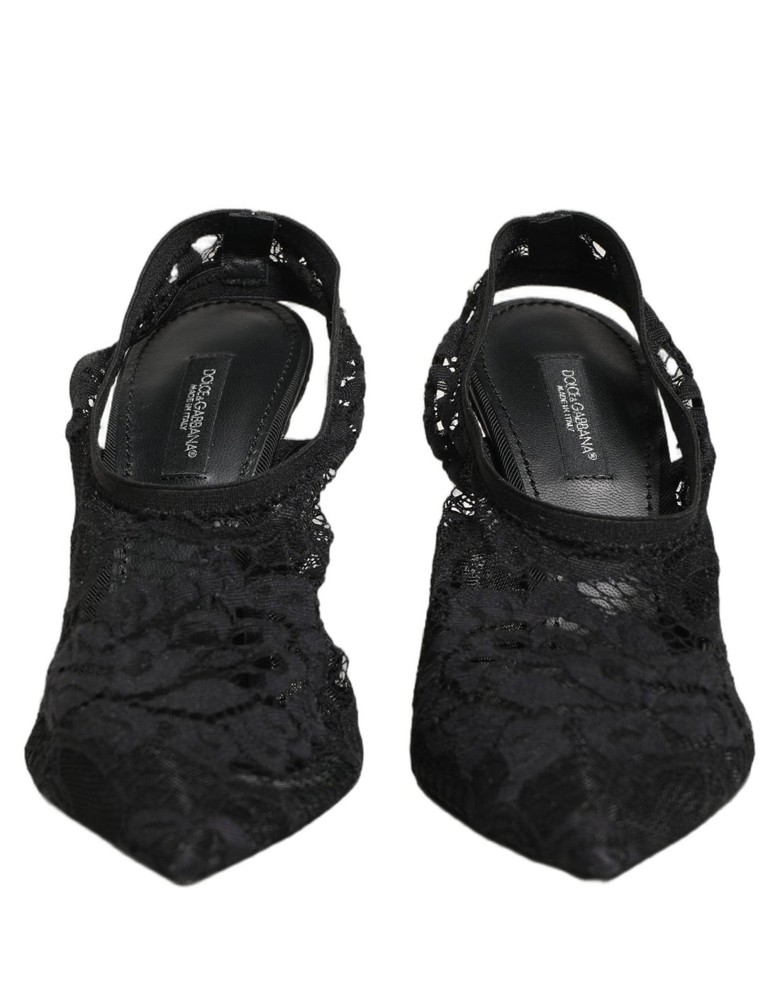 Dolce & Gabbana Black Lace Pointed Toe Slingback Pumps Shoes - RIMODA