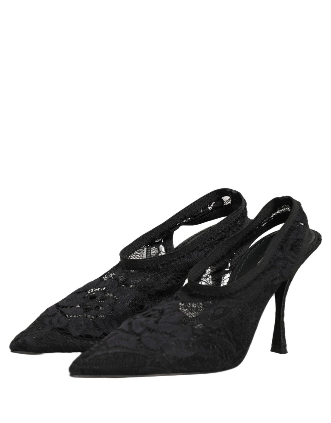 Dolce & Gabbana Black Lace Pointed Toe Slingback Pumps Shoes - RIMODA