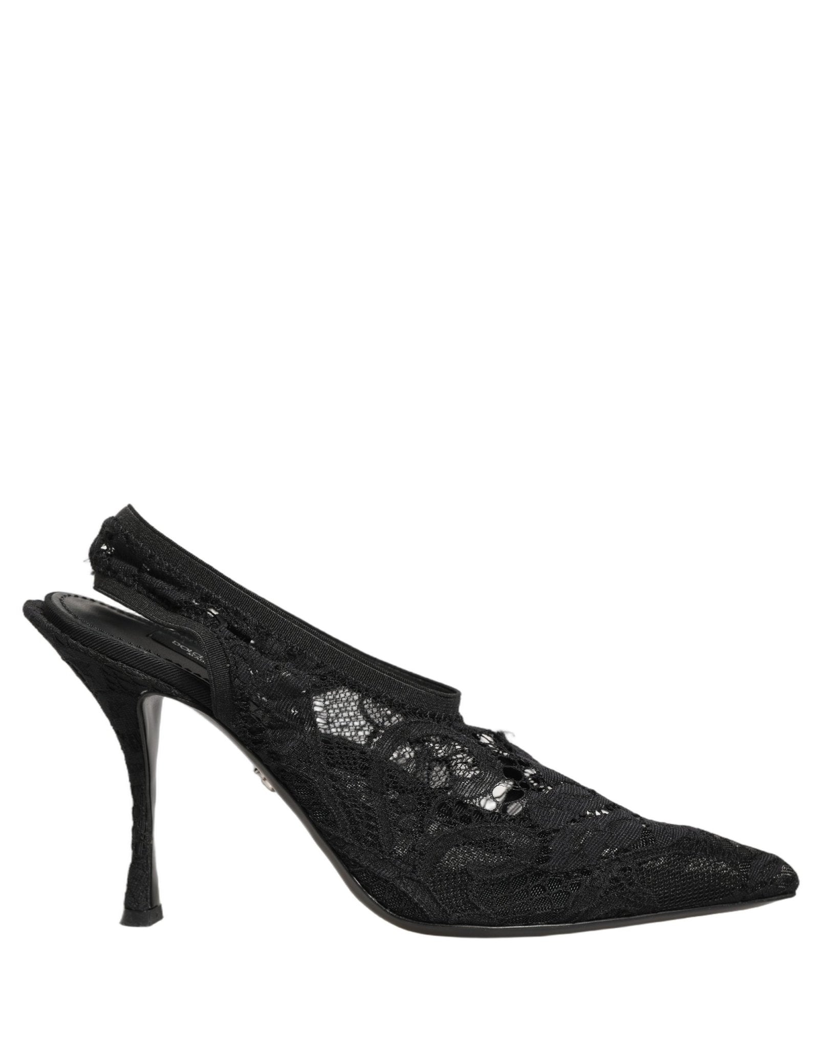 Dolce & Gabbana Black Lace Pointed Toe Slingback Pumps Shoes - RIMODA