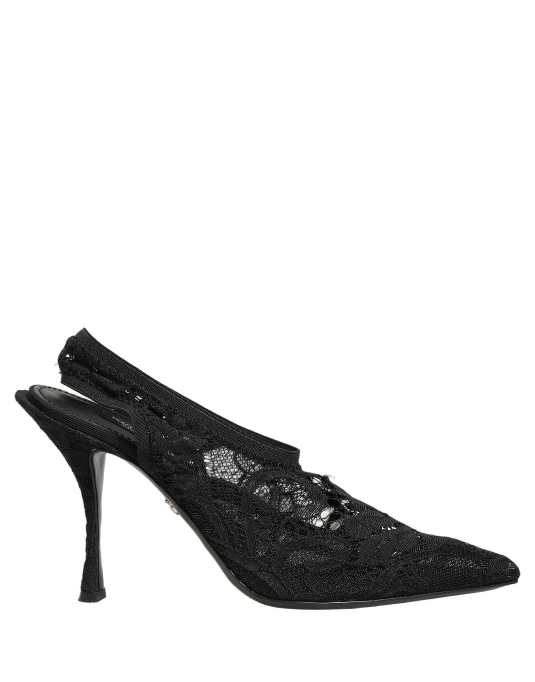 Dolce & Gabbana Black Lace Pointed Toe Slingback Pumps Shoes - RIMODA