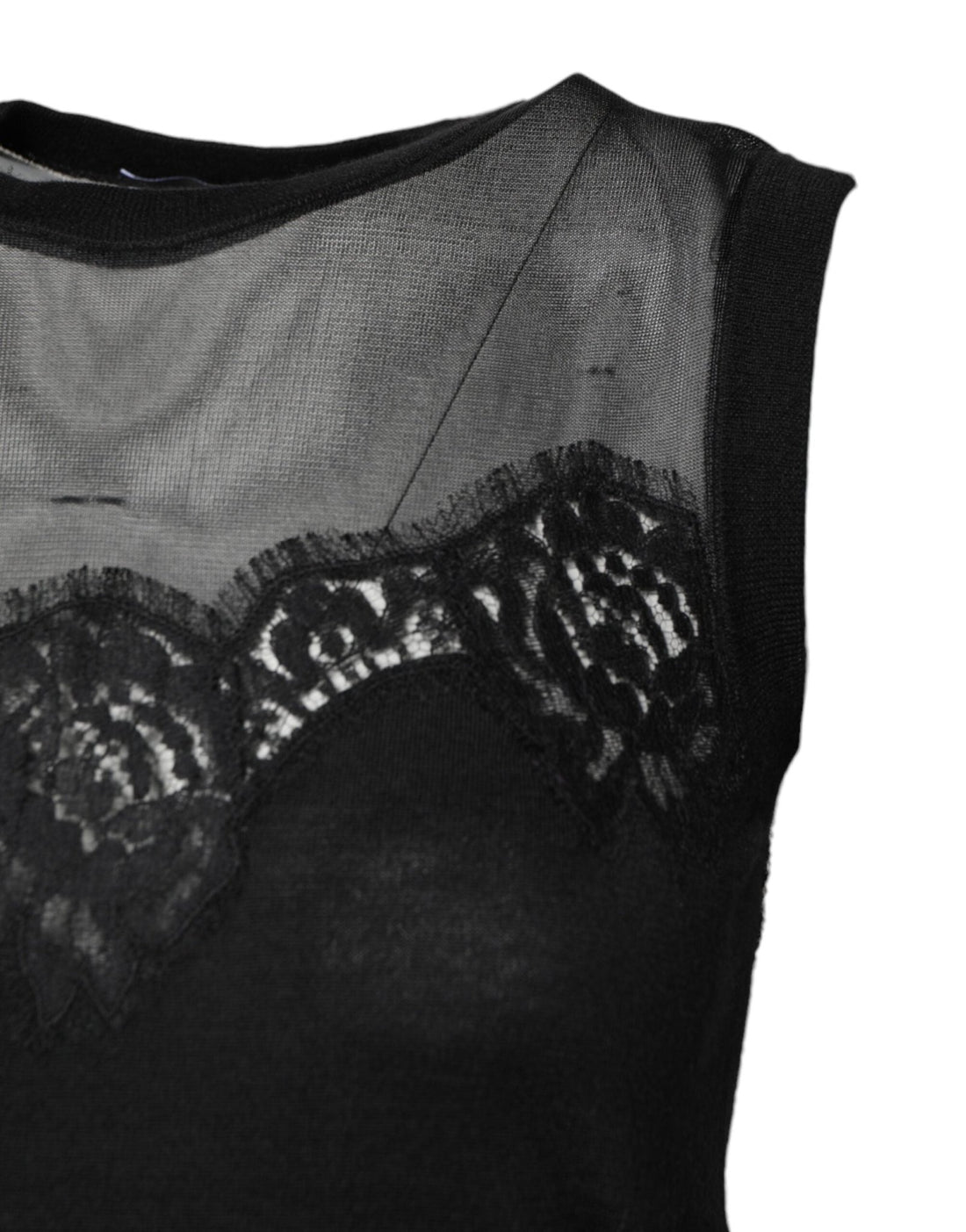 Dolce & Gabbana Black Lace Sheer Crew Neck Sleeveless Top - RIMODA