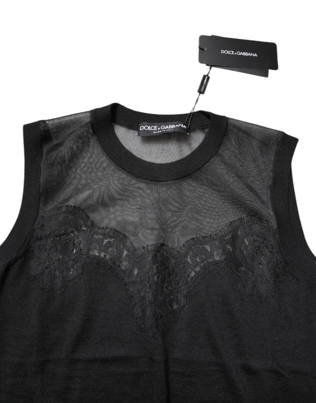 Dolce & Gabbana Black Lace Sheer Crew Neck Sleeveless Top - RIMODA