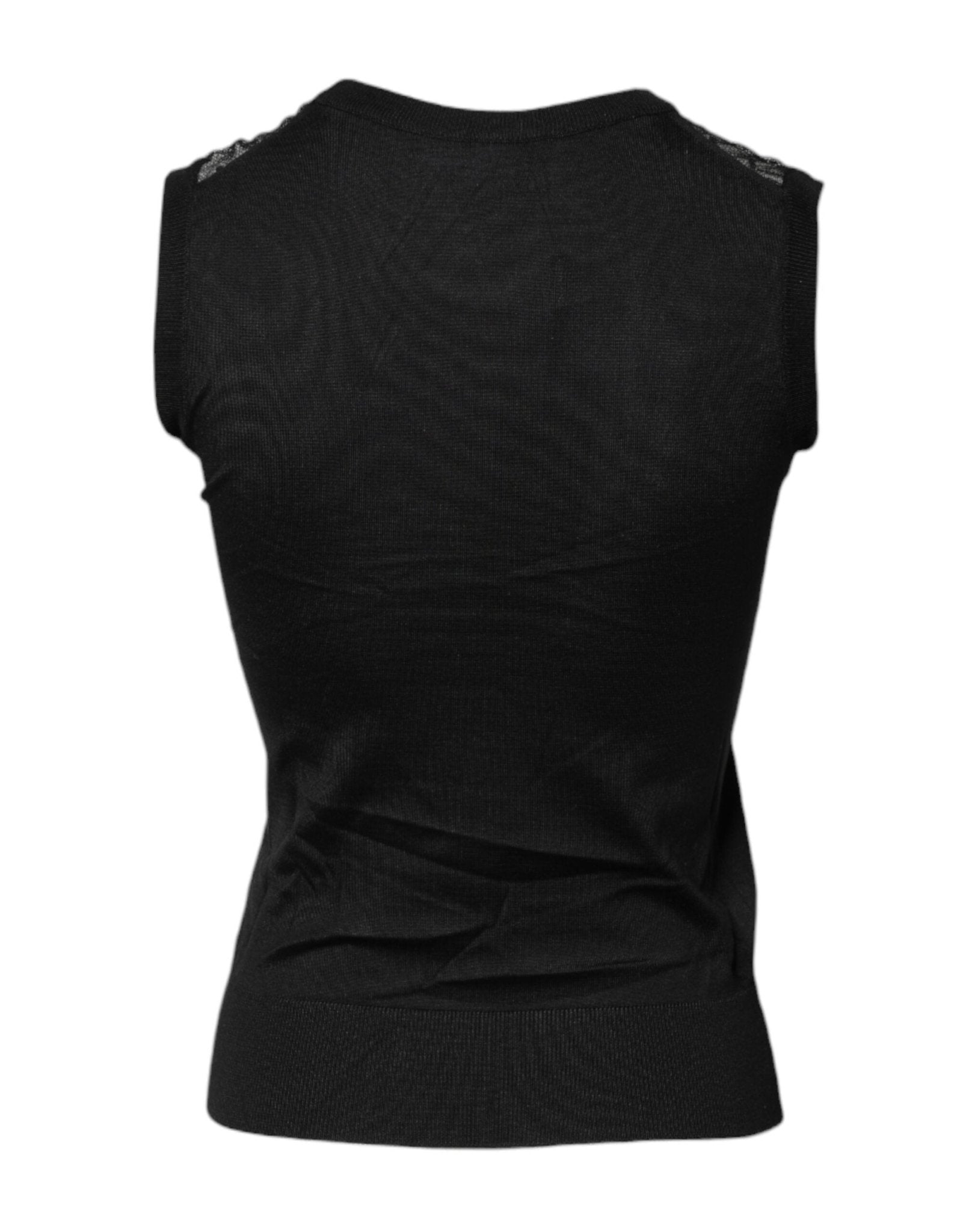 Dolce & Gabbana Black Lace Sheer Crew Neck Sleeveless Top - RIMODA