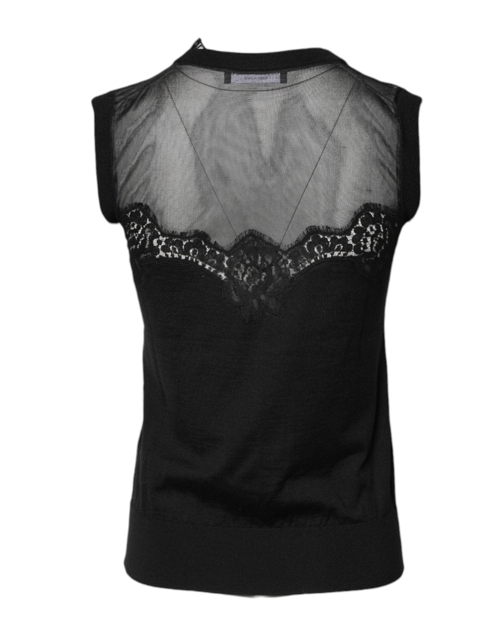 Dolce & Gabbana Black Lace Sheer Crew Neck Sleeveless Top - RIMODA
