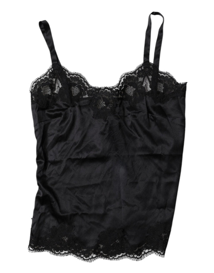 Dolce & Gabbana Black Lace Silk Blend Camisole Top Underwear - RIMODA
