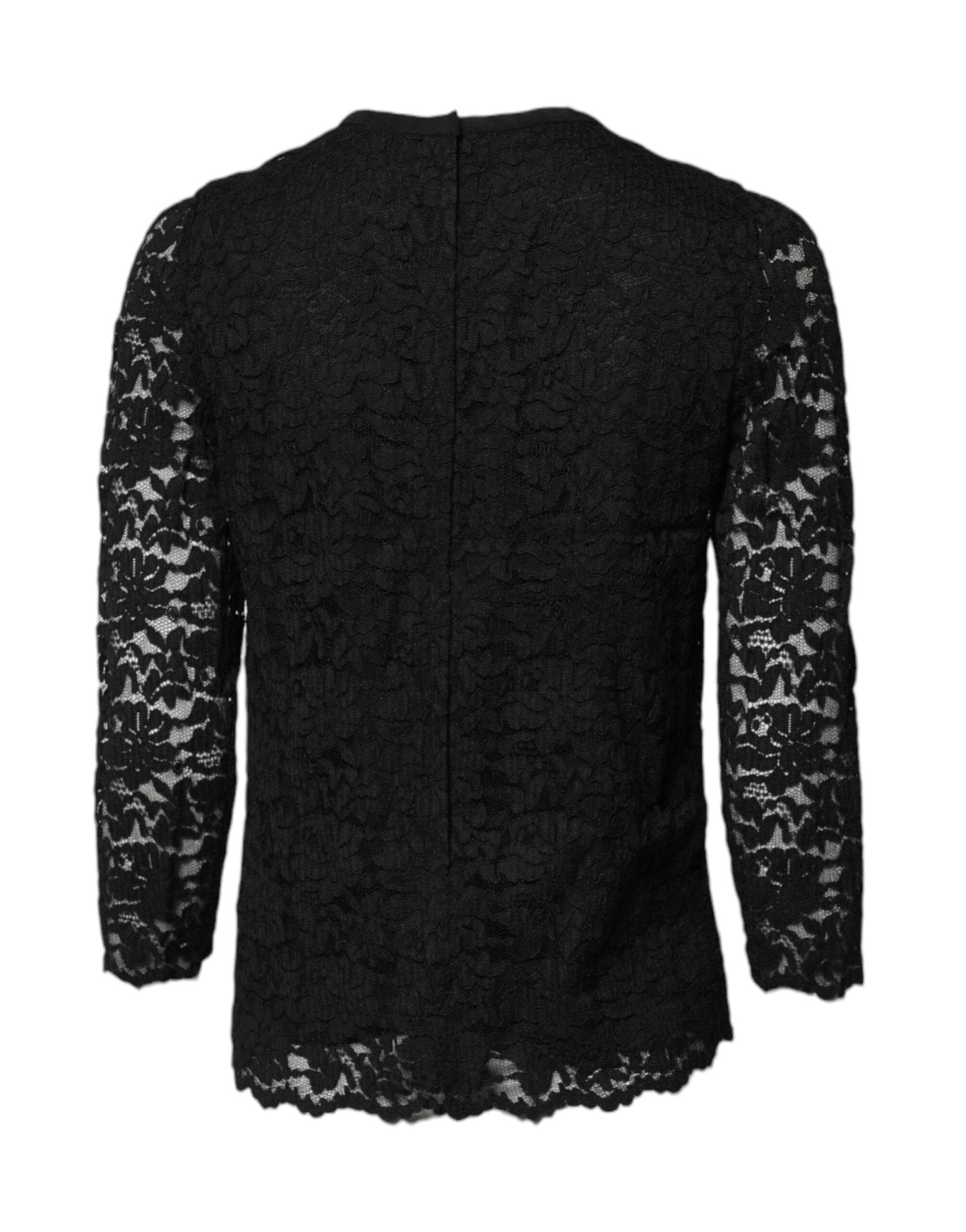 Dolce & Gabbana Black Lace STAFF Crew Neck Long Sleeves Top - RIMODA