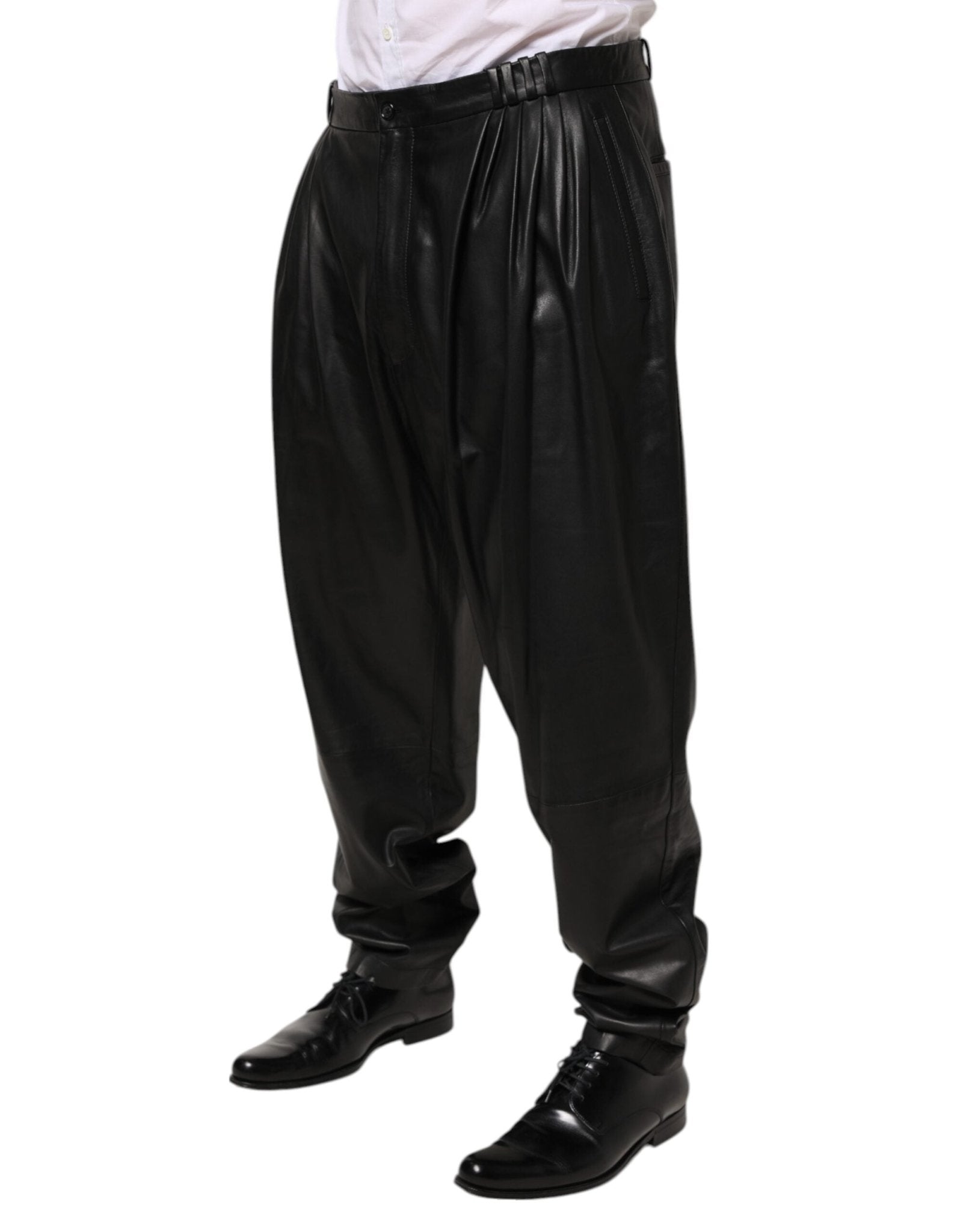 Dolce & Gabbana Black Lamb Leather Trousers Men Pants - RIMODA