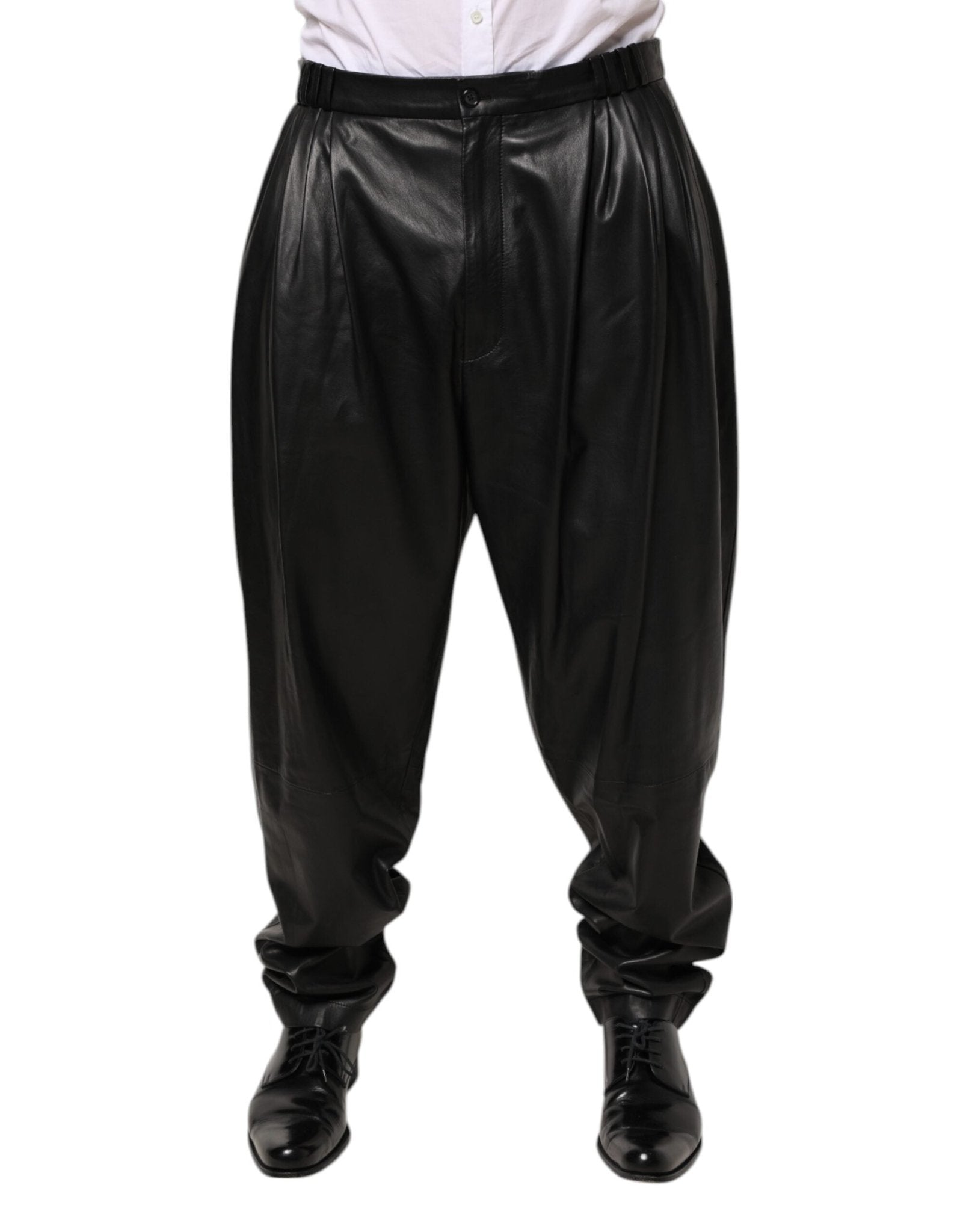 Dolce & Gabbana Black Lamb Leather Trousers Men Pants - RIMODA