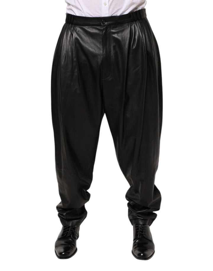 Dolce & Gabbana Black Lamb Leather Trousers Men Pants - RIMODA