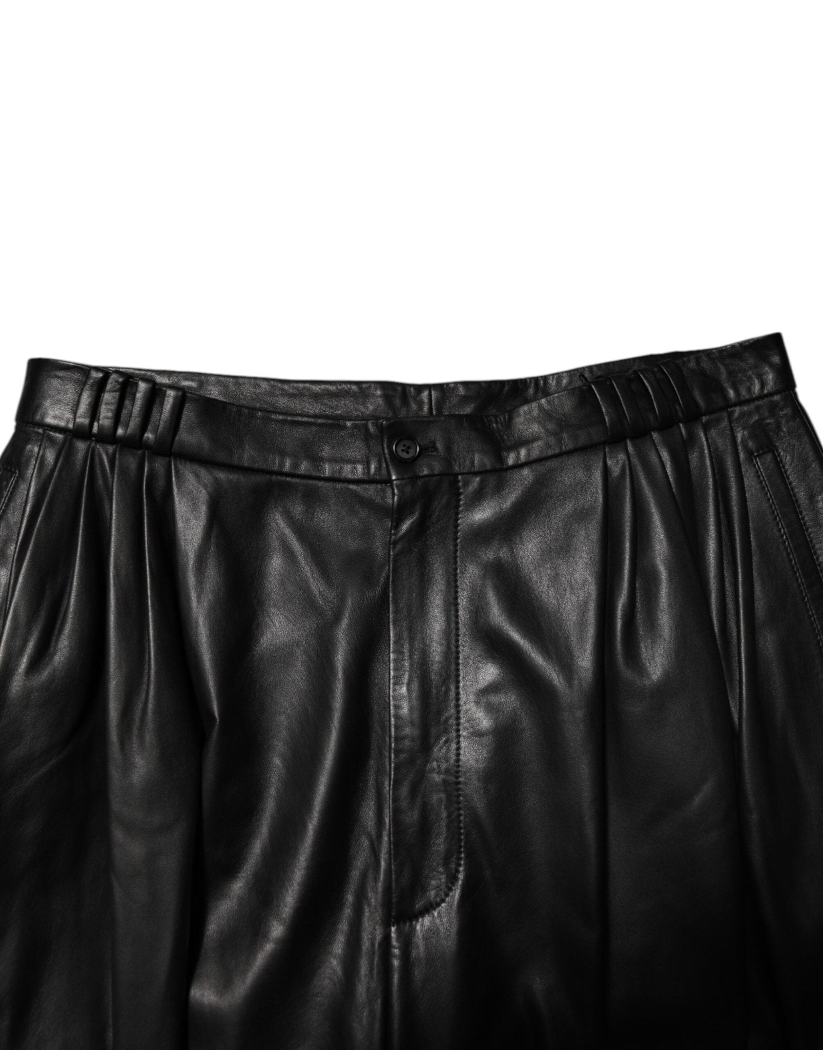 Dolce & Gabbana Black Lamb Leather Trousers Men Pants - RIMODA