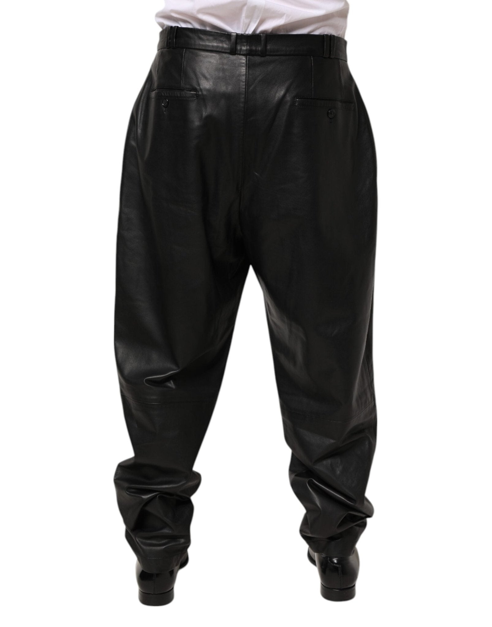 Dolce & Gabbana Black Lamb Leather Trousers Men Pants - RIMODA