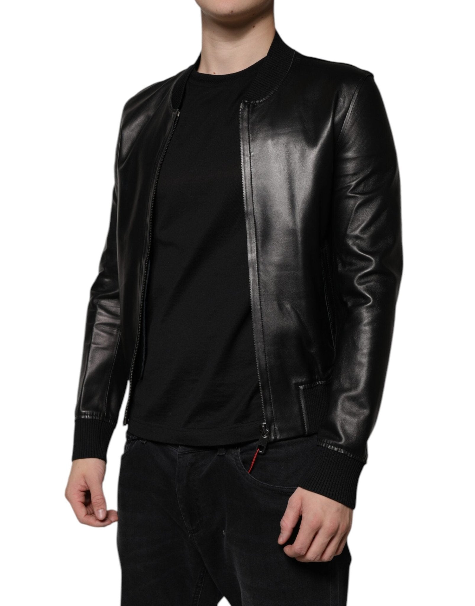 Dolce & Gabbana Black Lambskin Full Zip Biker Blouson Jacket - RIMODA