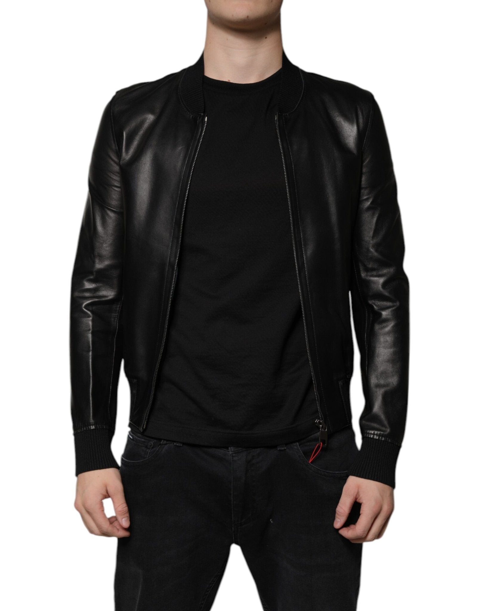 Dolce & Gabbana Black Lambskin Full Zip Biker Blouson Jacket - RIMODA