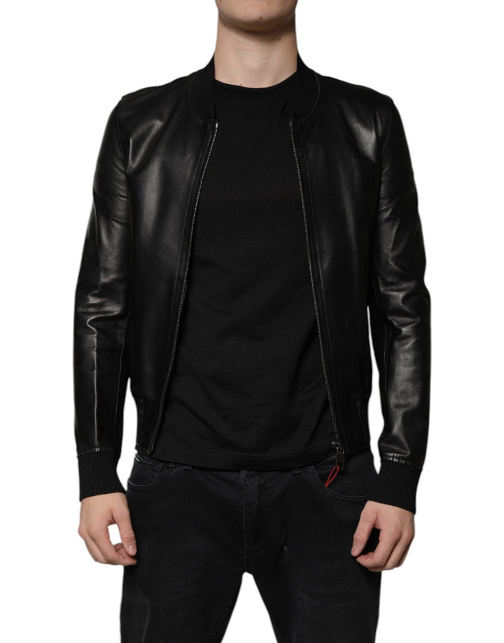 Dolce & Gabbana Black Lambskin Full Zip Biker Blouson Jacket - RIMODA