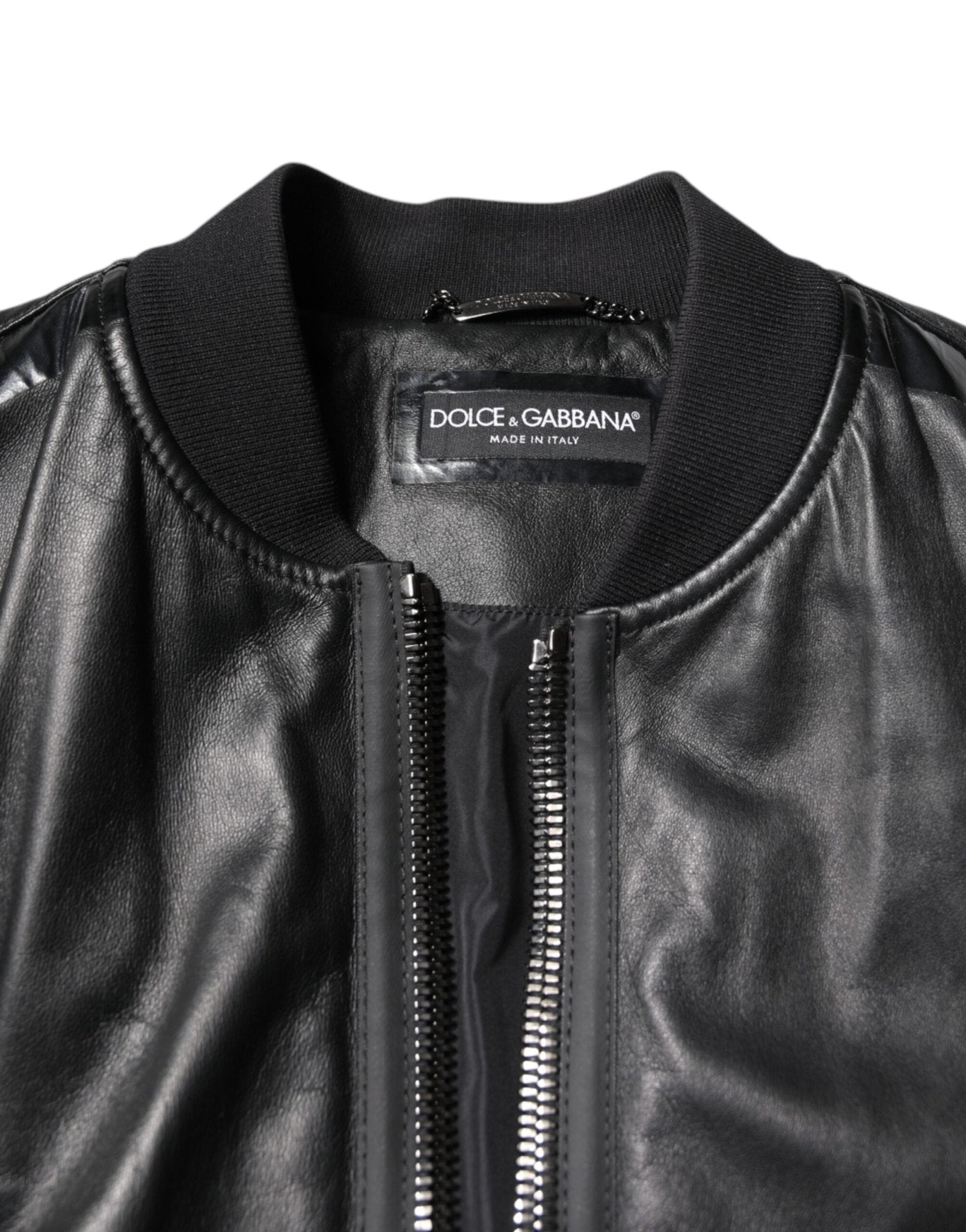 Dolce & Gabbana Black Lambskin Leather Biker Full Zip Jacket - RIMODA