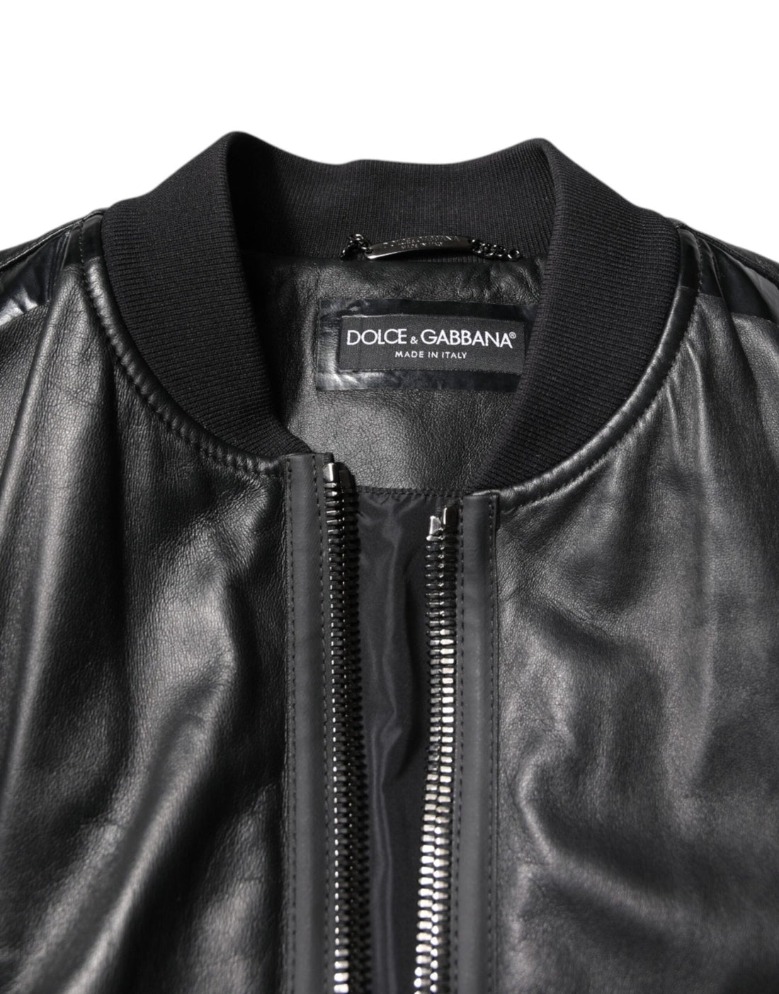 Dolce & Gabbana Black Lambskin Leather Biker Full Zip Jacket - RIMODA