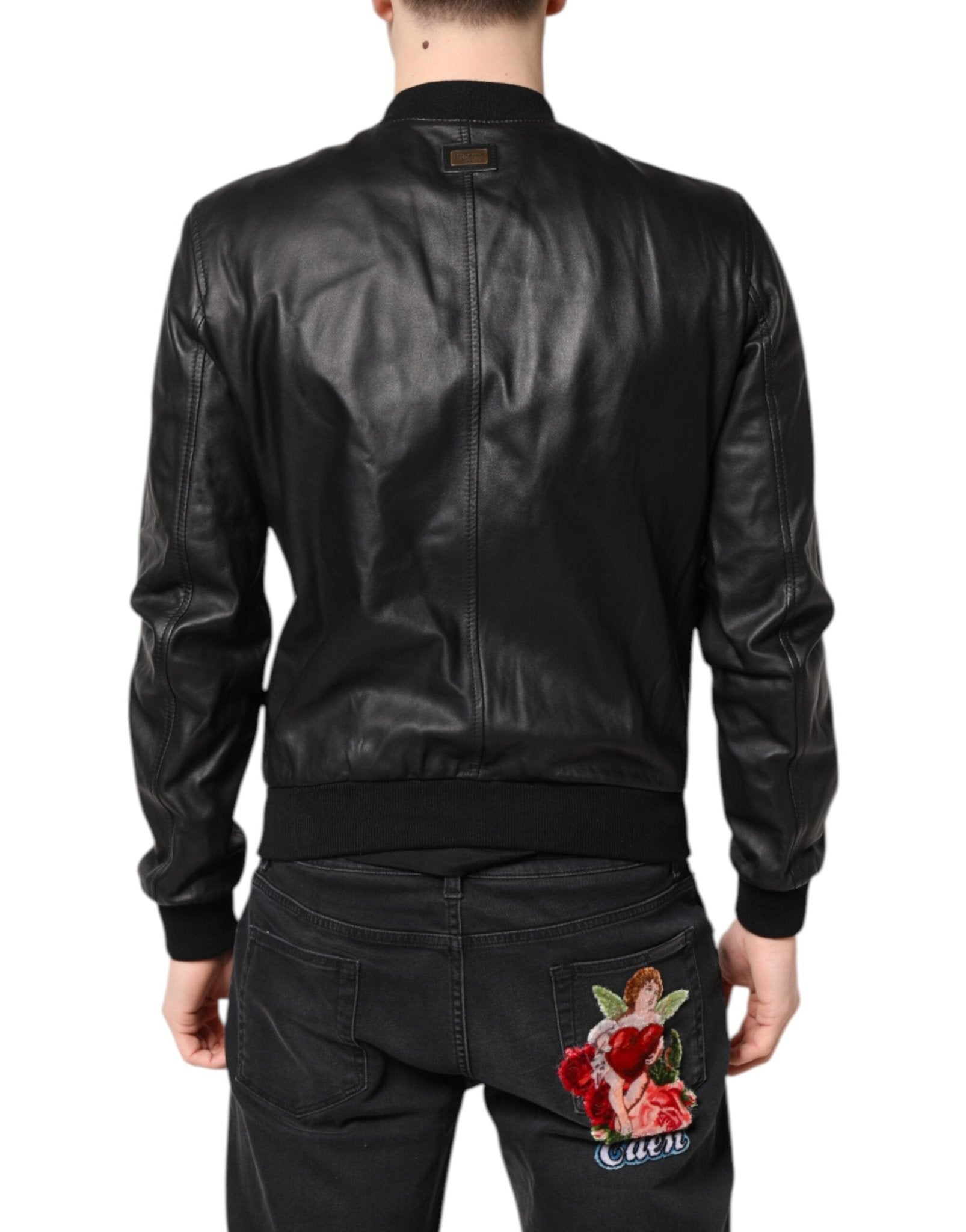 Dolce & Gabbana Black Lambskin Leather Full Zip Biker Jacket - RIMODA