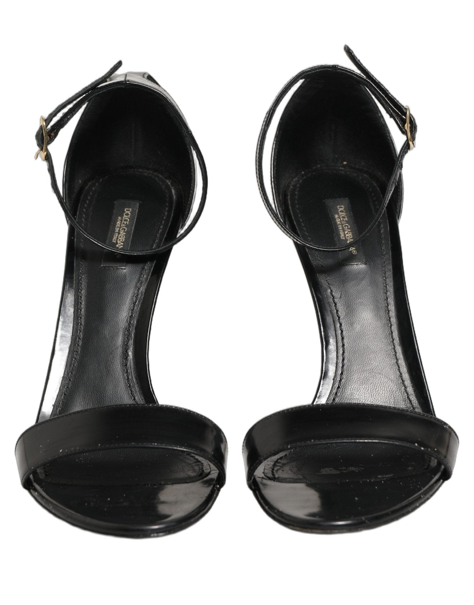 Dolce & Gabbana Black Leather Ankle Strap Heels Sandals Shoes - RIMODA