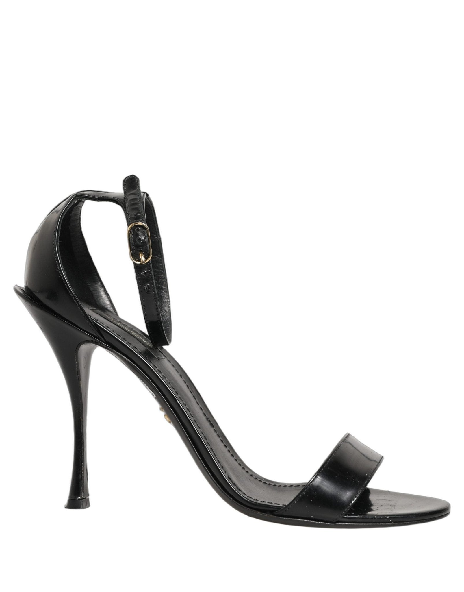 Dolce & Gabbana Black Leather Ankle Strap Heels Sandals Shoes - RIMODA