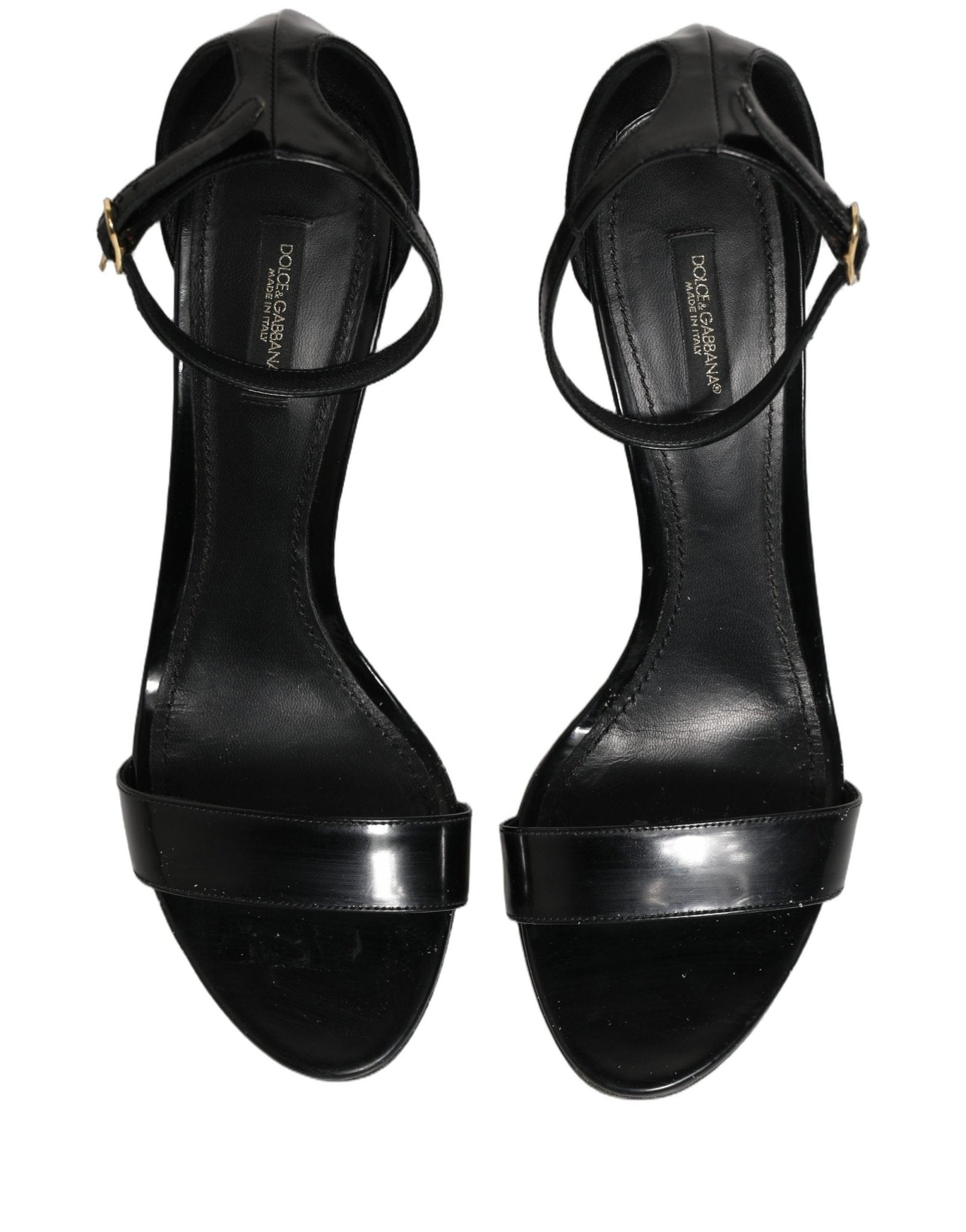 Dolce & Gabbana Black Leather Ankle Strap Heels Sandals Shoes - RIMODA