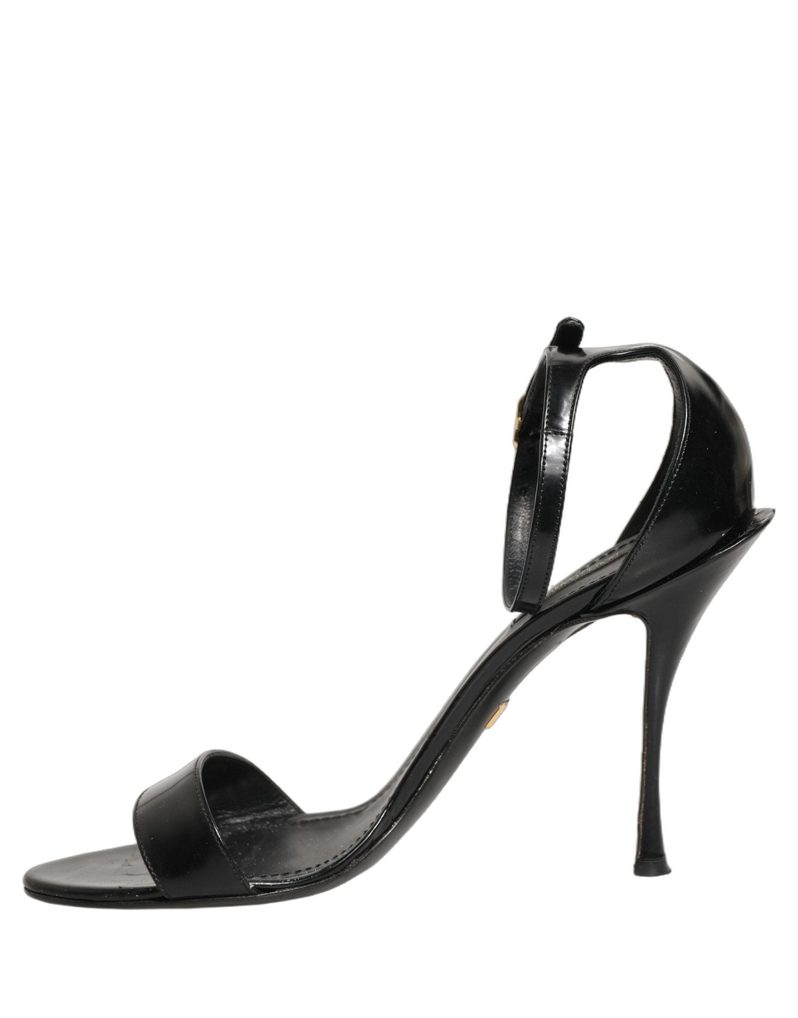 Dolce & Gabbana Black Leather Ankle Strap Heels Sandals Shoes - RIMODA