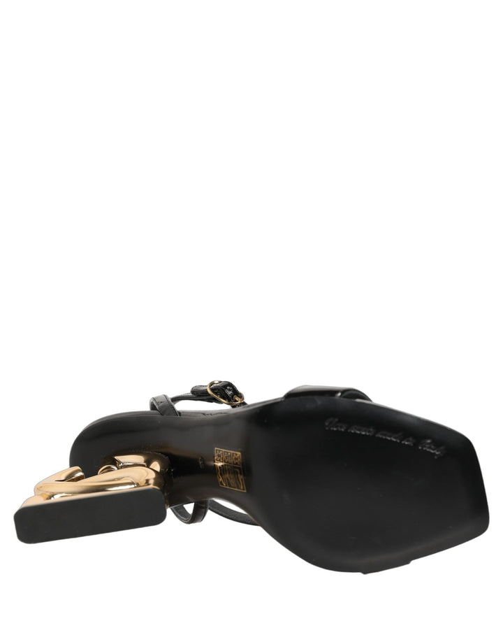 Dolce & Gabbana Black Leather Ankle Strap Heels Sandals Shoes - RIMODA
