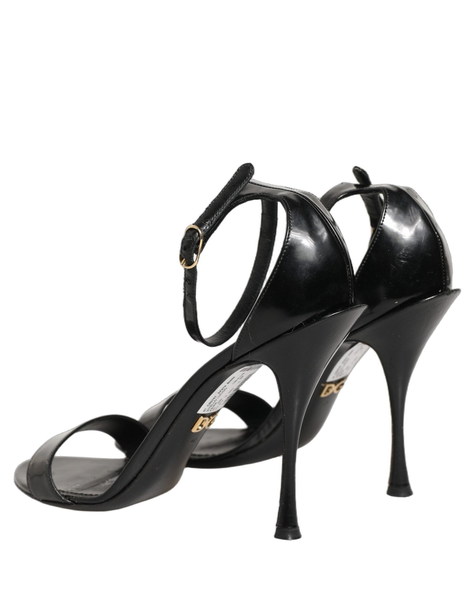 Dolce & Gabbana Black Leather Ankle Strap Heels Sandals Shoes - RIMODA