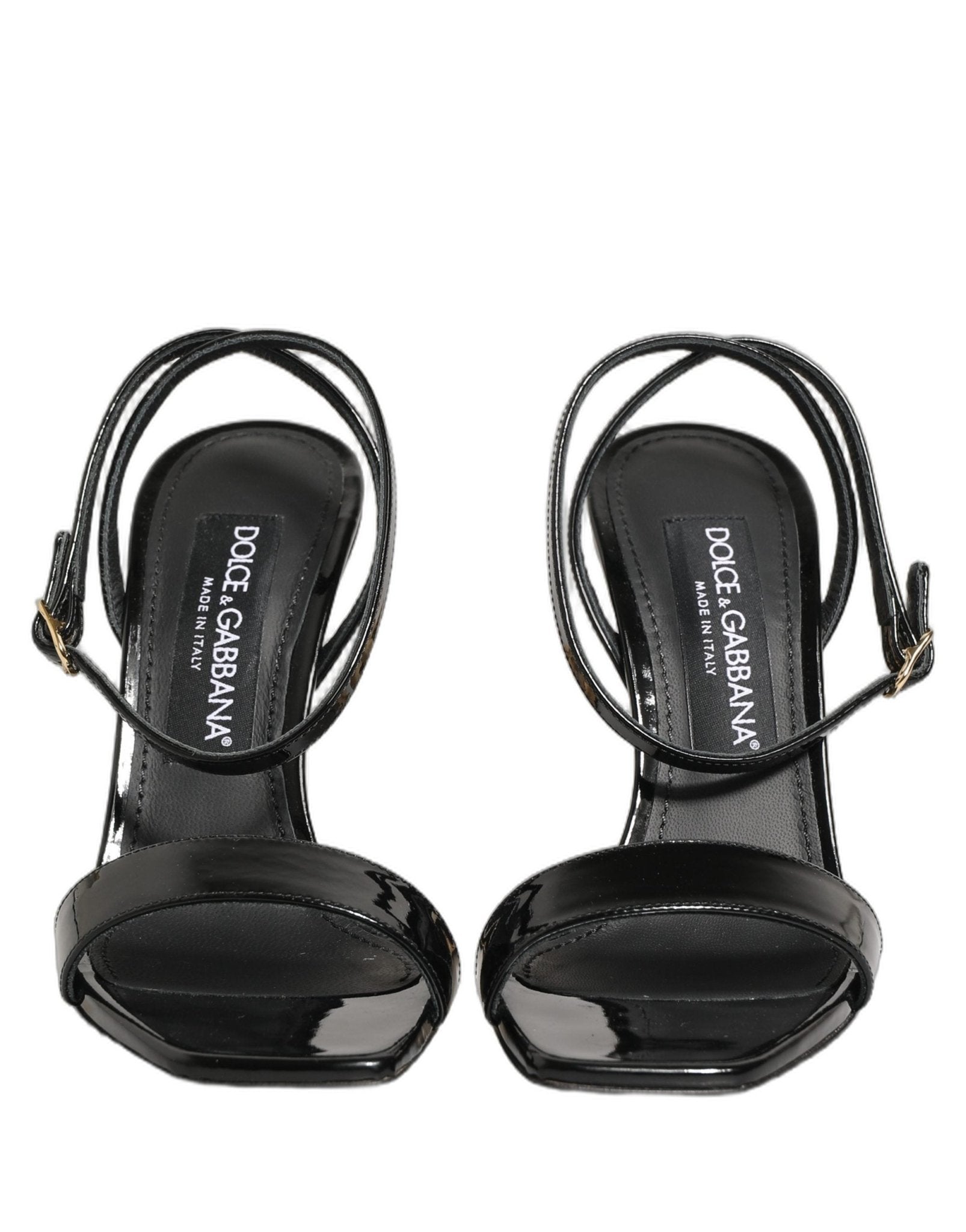 Dolce & Gabbana Black Leather Ankle Strap Heels Sandals Shoes - RIMODA