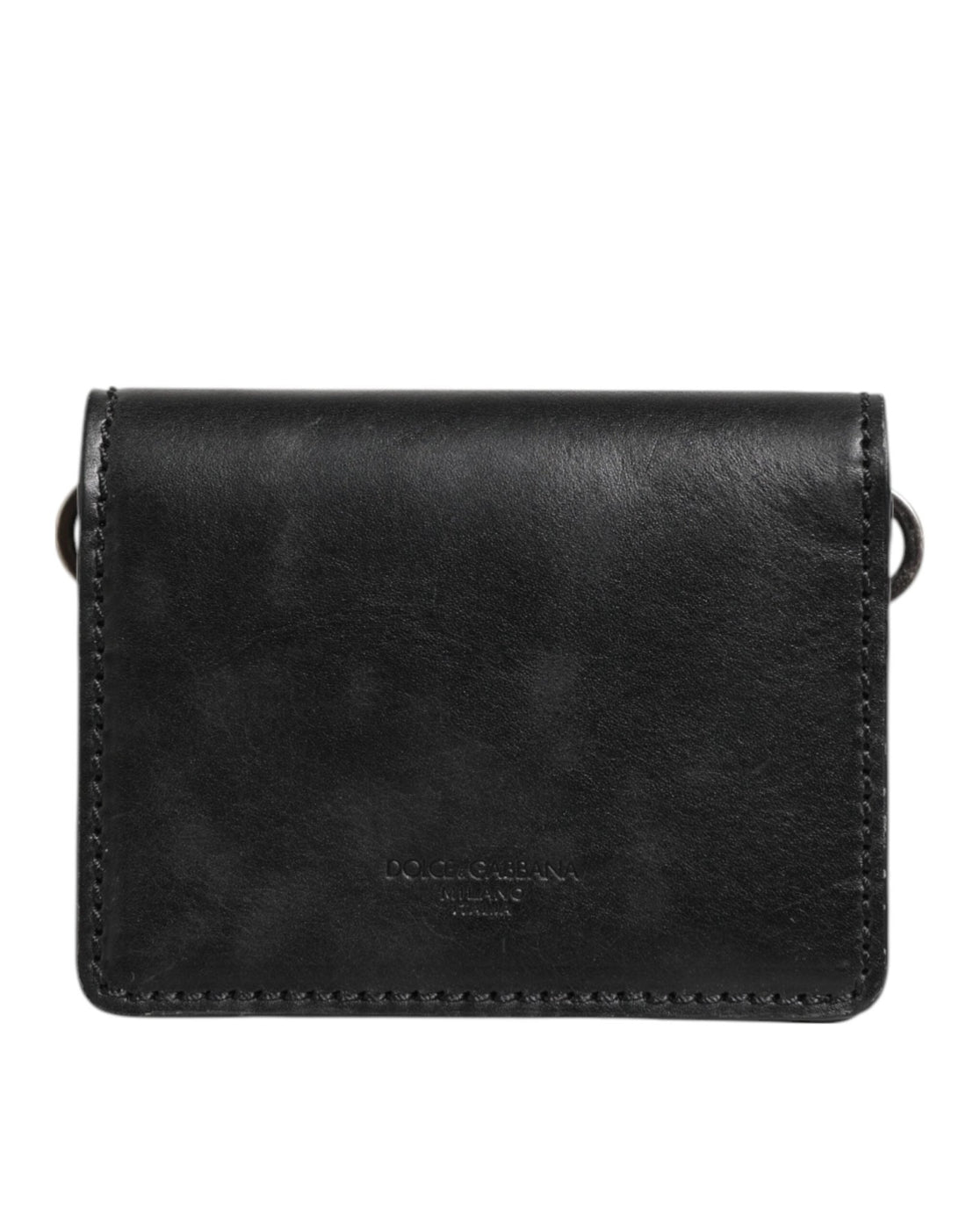 Dolce & Gabbana Black Leather Bifold Card Holder Mens Coin Purse Key Clip Wallet - RIMODA