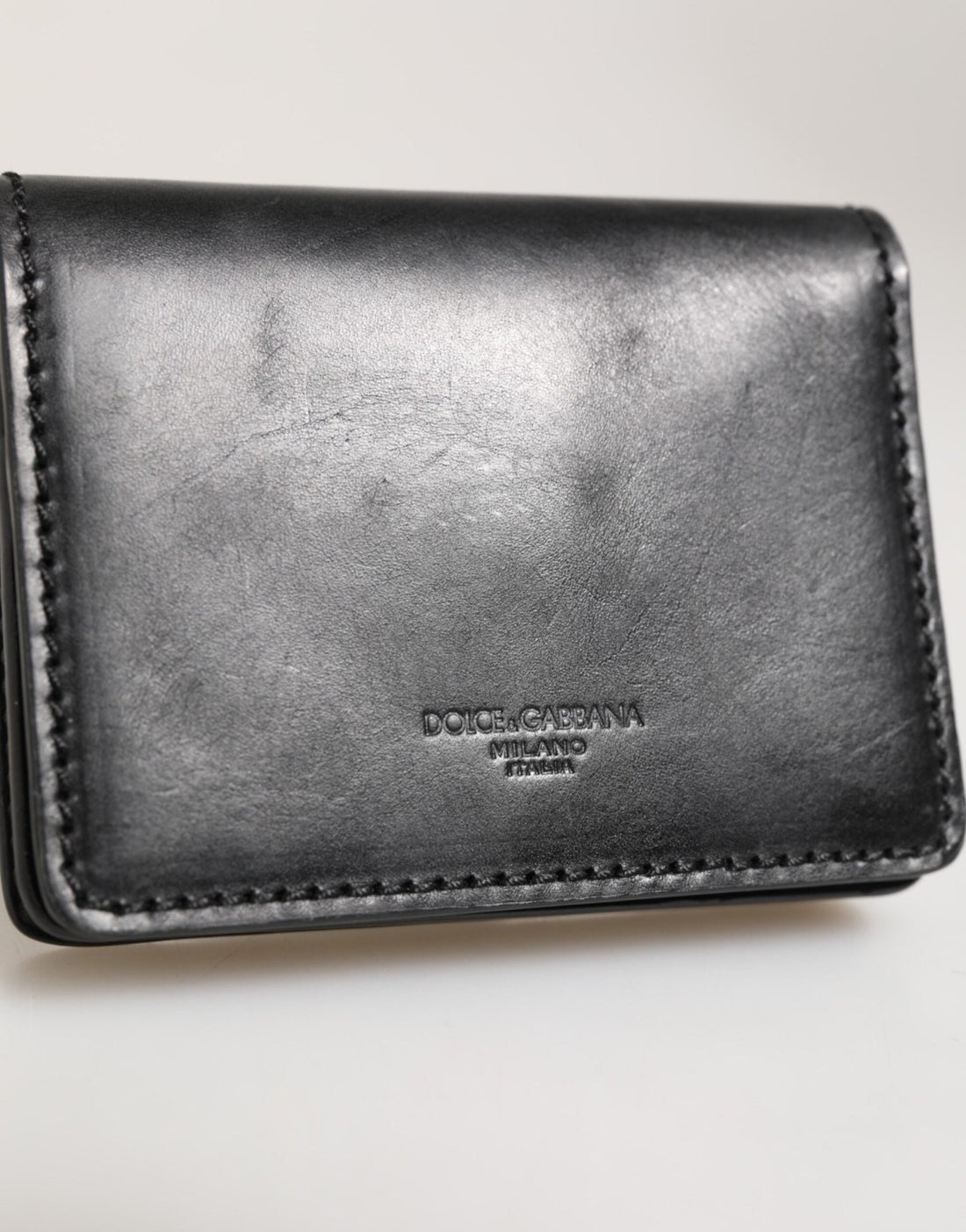 Dolce & Gabbana Black Leather Bifold Card Holder Mens Coin Purse Key Clip Wallet - RIMODA