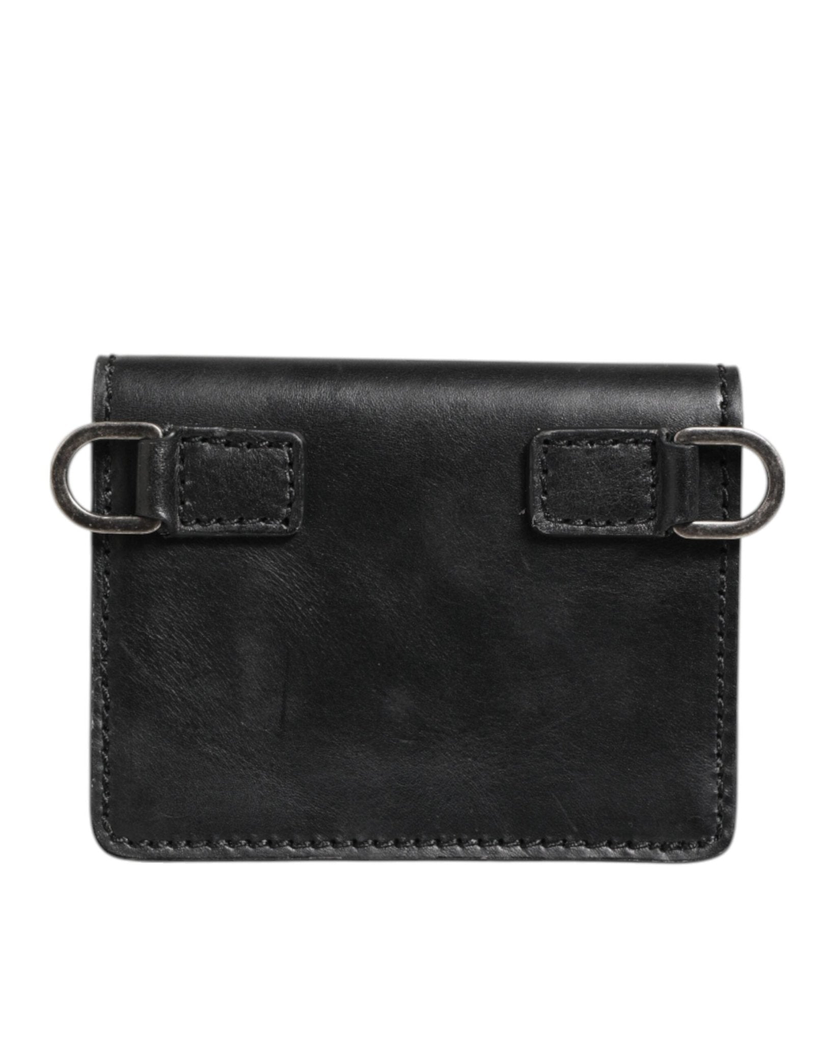 Dolce & Gabbana Black Leather Bifold Card Holder Mens Coin Purse Key Clip Wallet - RIMODA