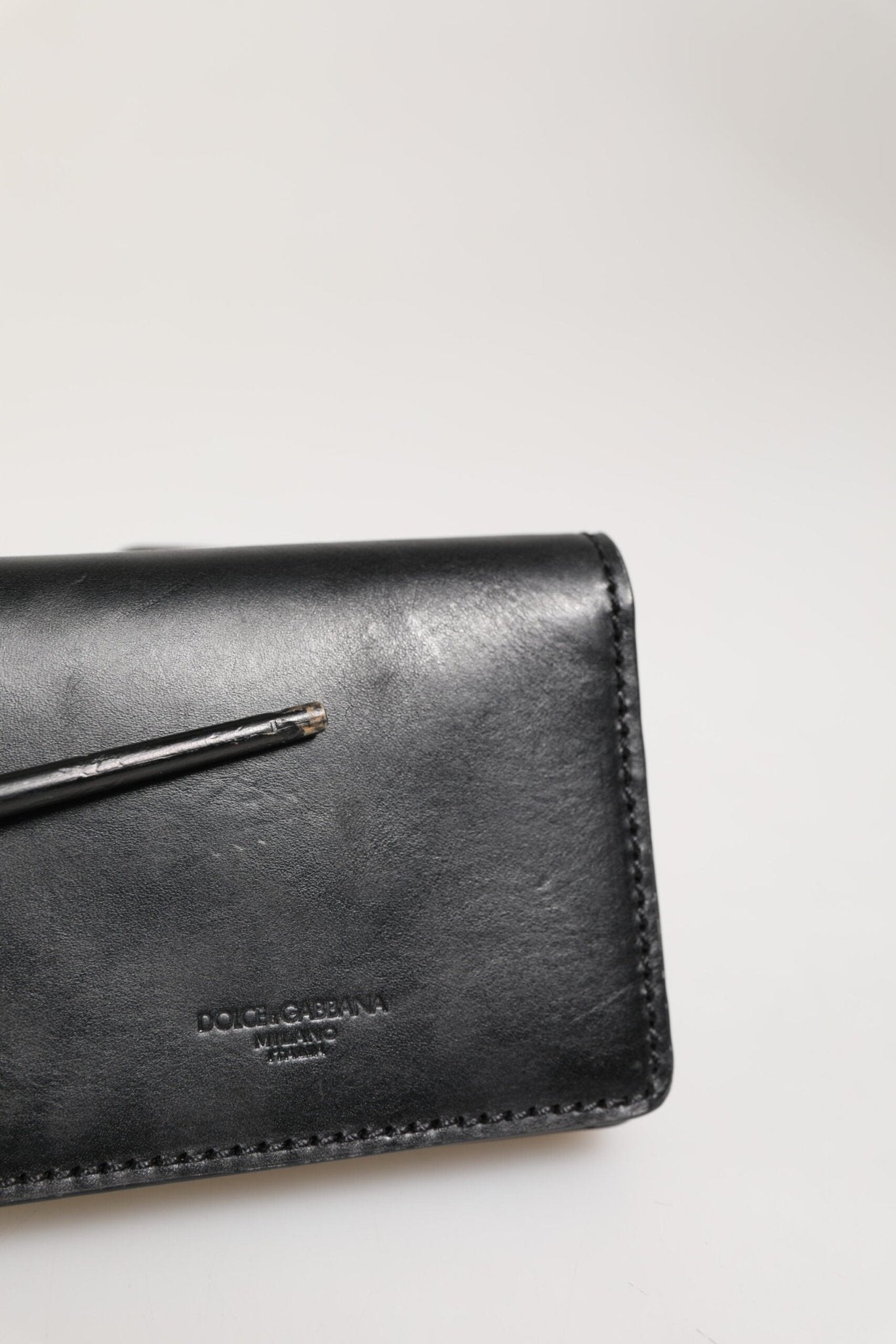 Dolce & Gabbana Black Leather Bifold Card Holder Mens Coin Purse Key Clip Wallet - RIMODA