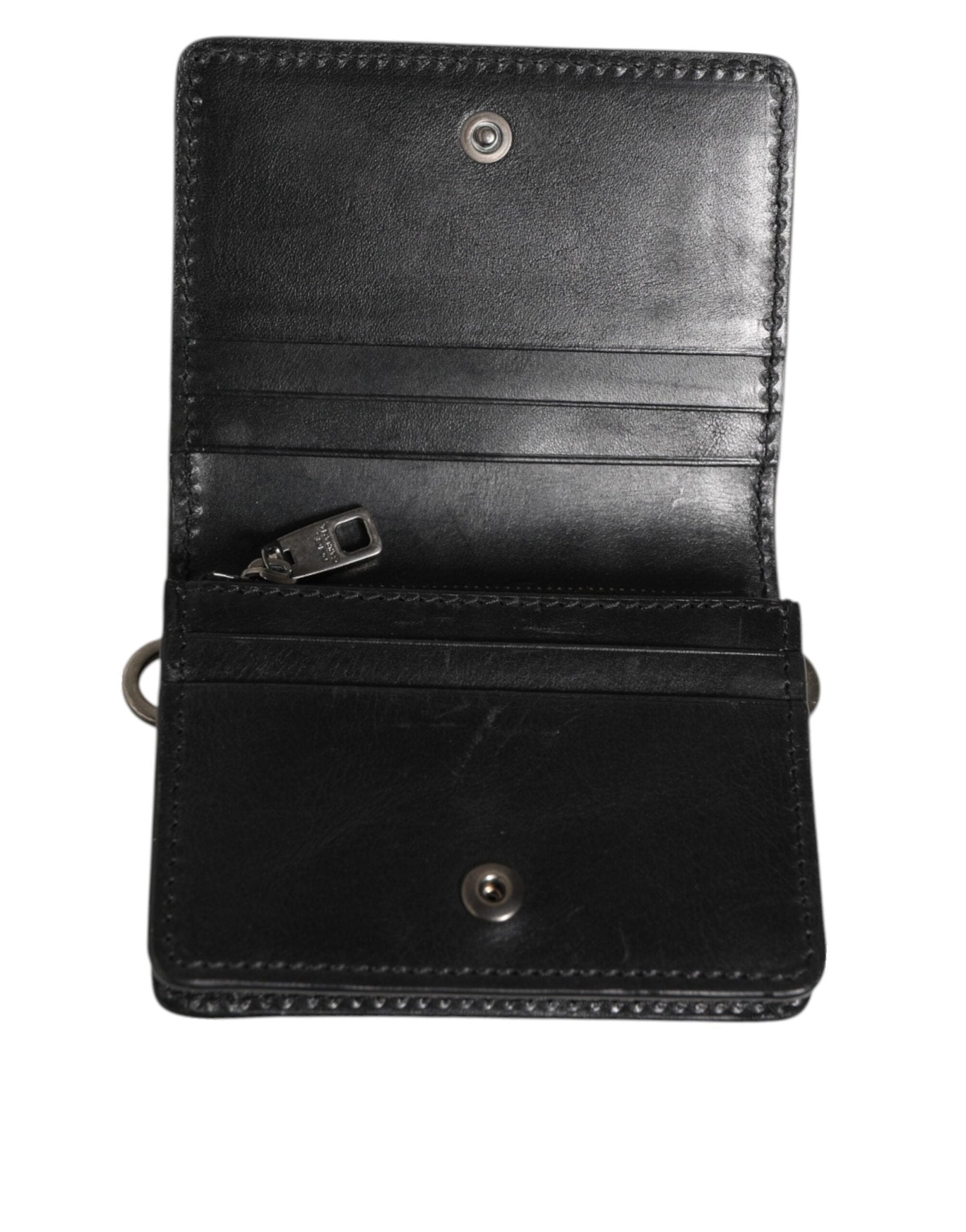 Dolce & Gabbana Black Leather Bifold Card Holder Mens Coin Purse Key Clip Wallet - RIMODA