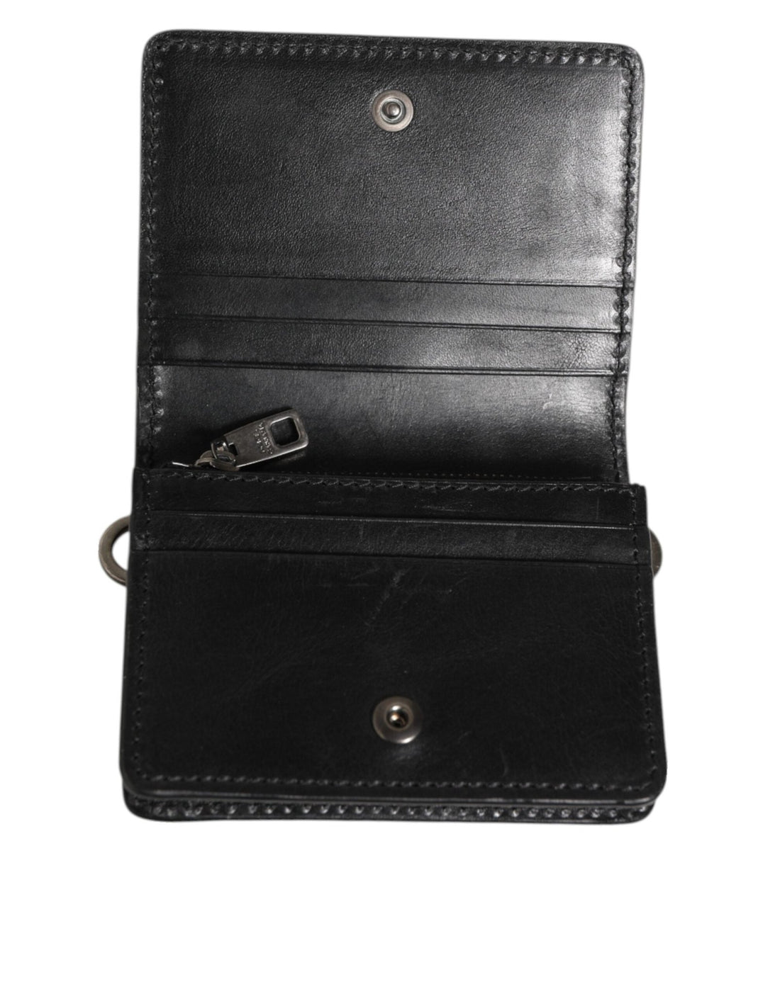 Dolce & Gabbana Black Leather Bifold Card Holder Mens Coin Purse Key Clip Wallet - RIMODA