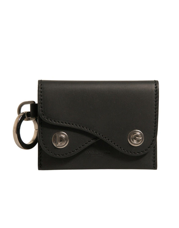 Dolce & Gabbana Black Leather Card Case Keychain Key Holder - RIMODA