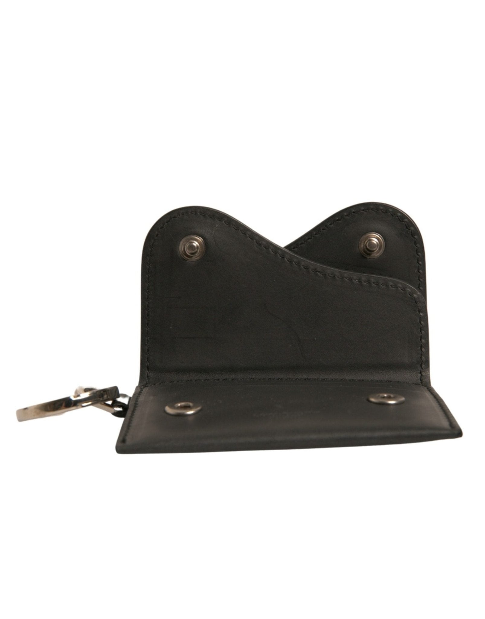 Dolce & Gabbana Black Leather Card Case Keychain Key Holder - RIMODA
