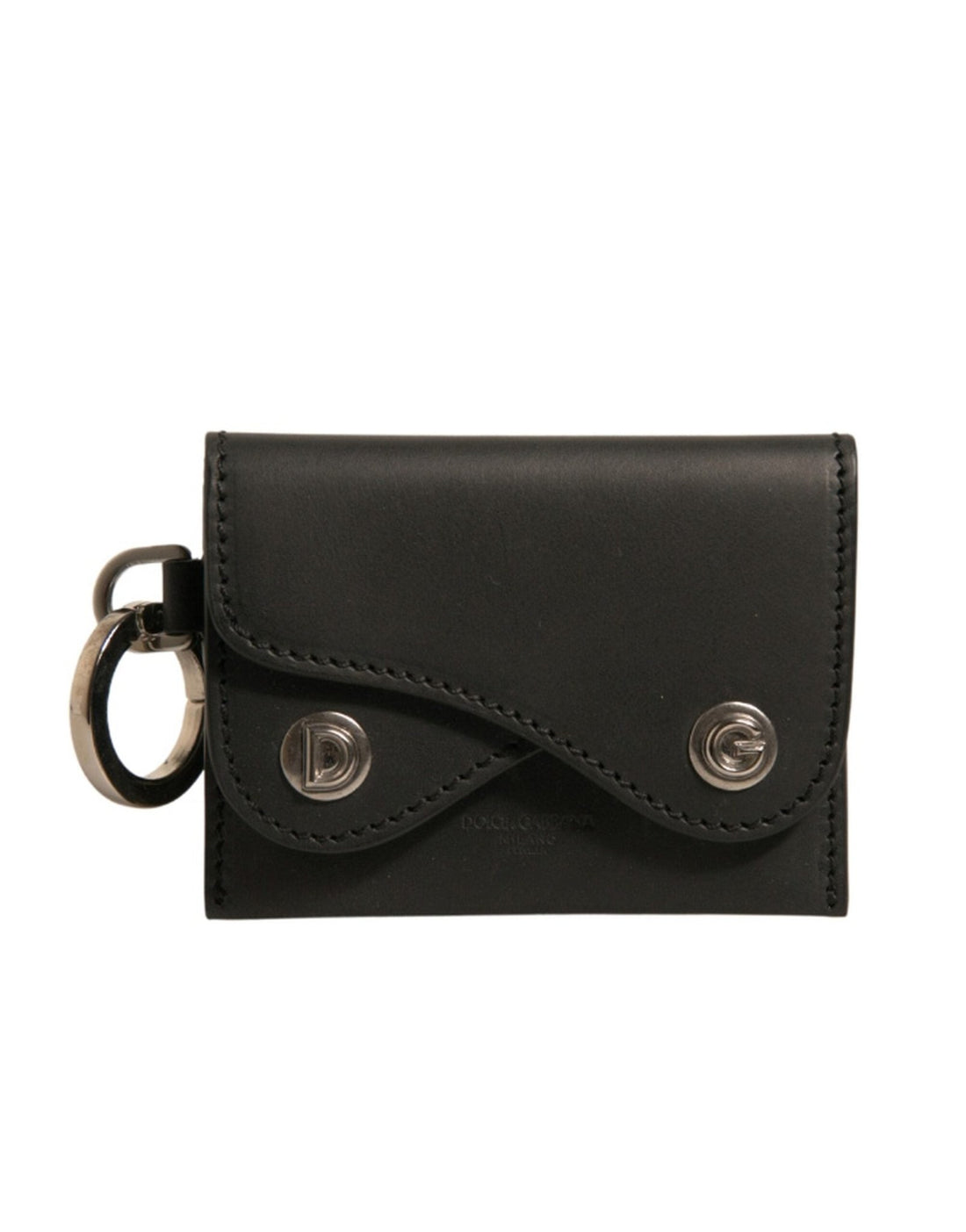 Dolce & Gabbana Black Leather Card Case Keychain Key Holder - RIMODA